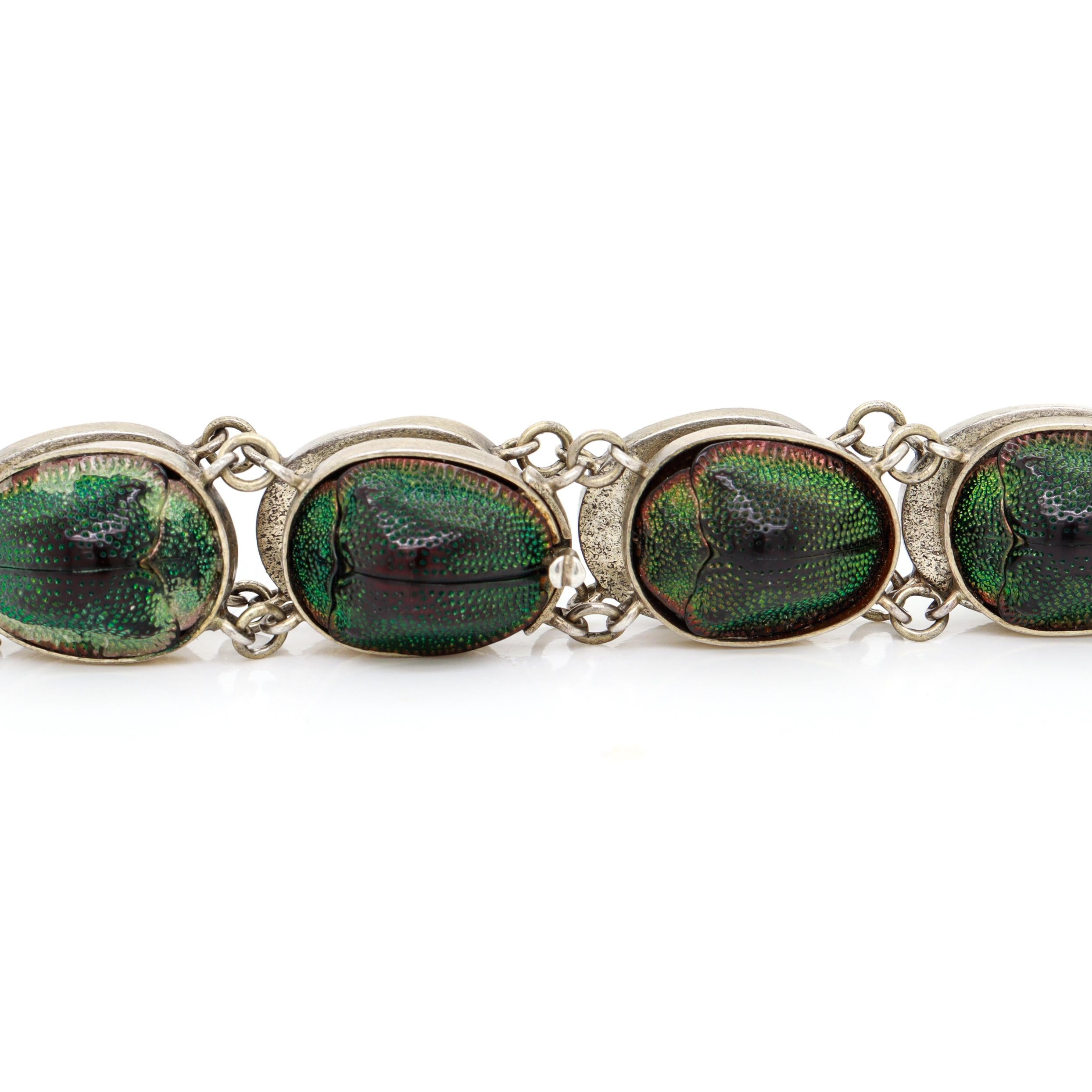 Bracciale d'argento e conchiglia di scarabeo in stile vittoriano antico in vendita 8