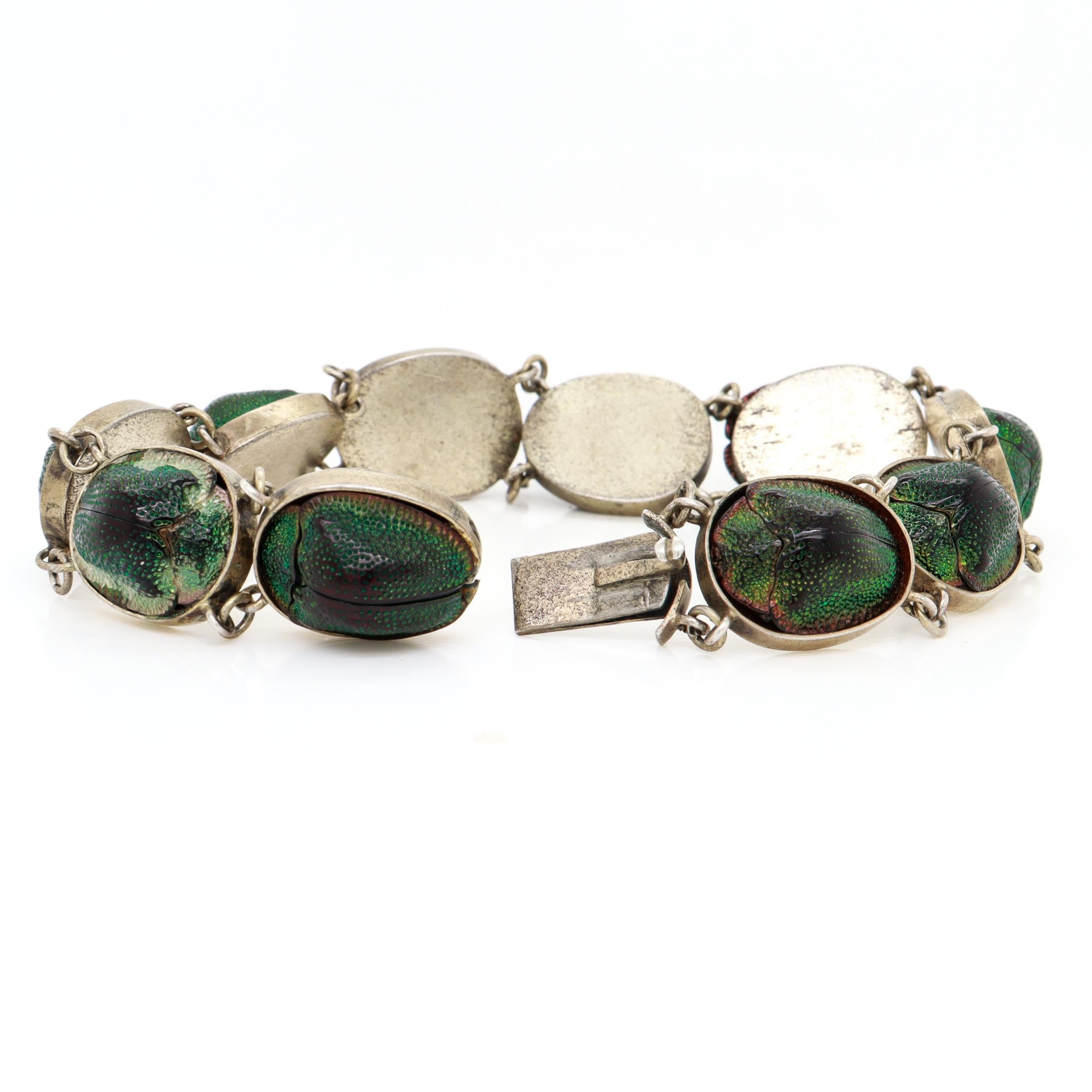 Bracciale d'argento e conchiglia di scarabeo in stile vittoriano antico in vendita 9