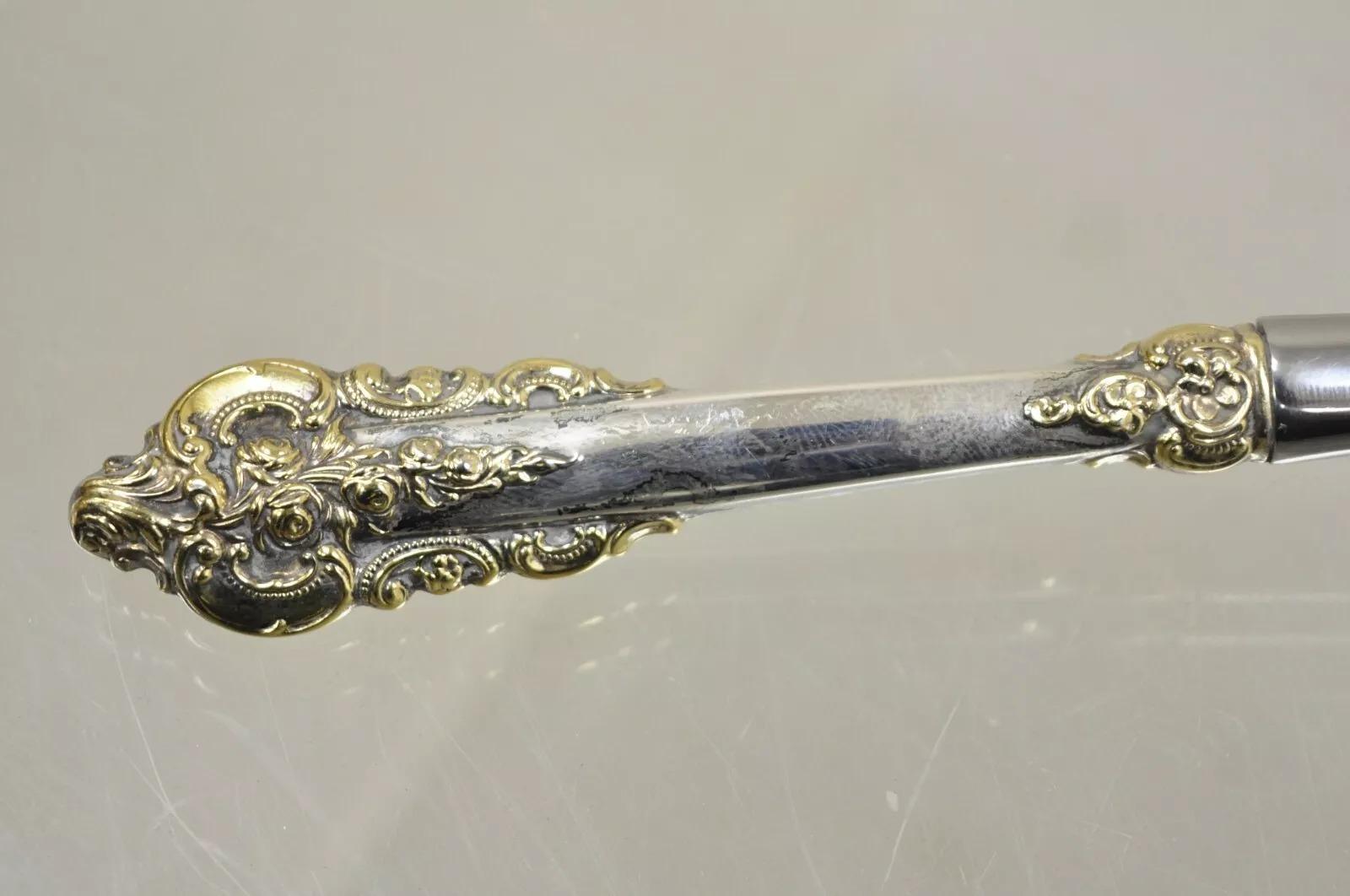 Cuillère de service de style victorien ancien en plaqué or argent repoussé Bon état - En vente à Philadelphia, PA