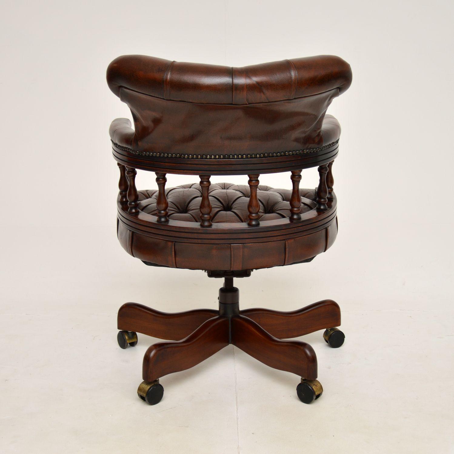 Leather Antique Victorian Style Swivel Desk Chair For Sale