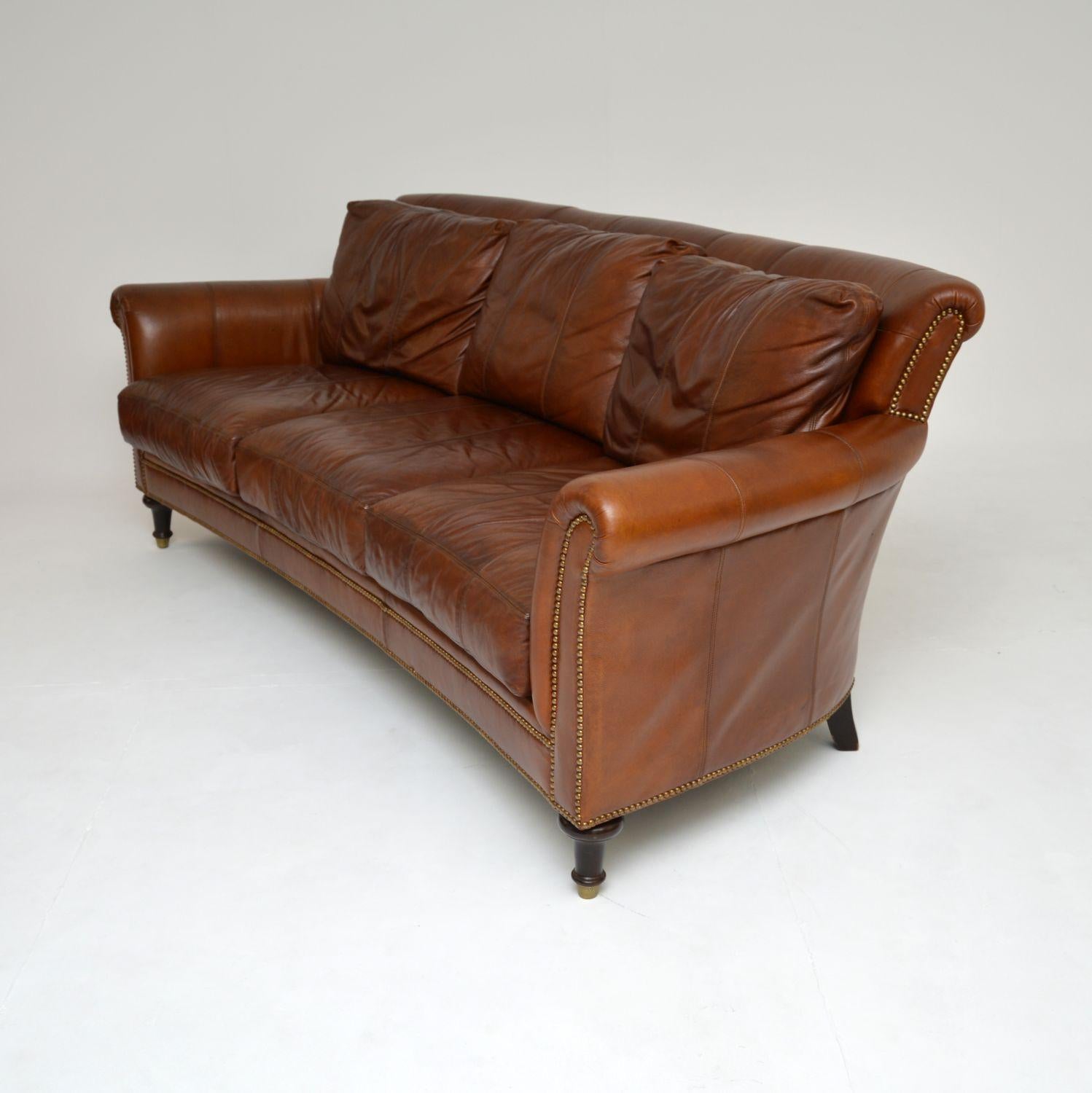 Mid-Century Modern Antique Victorian Style Vintage Leather Sofa