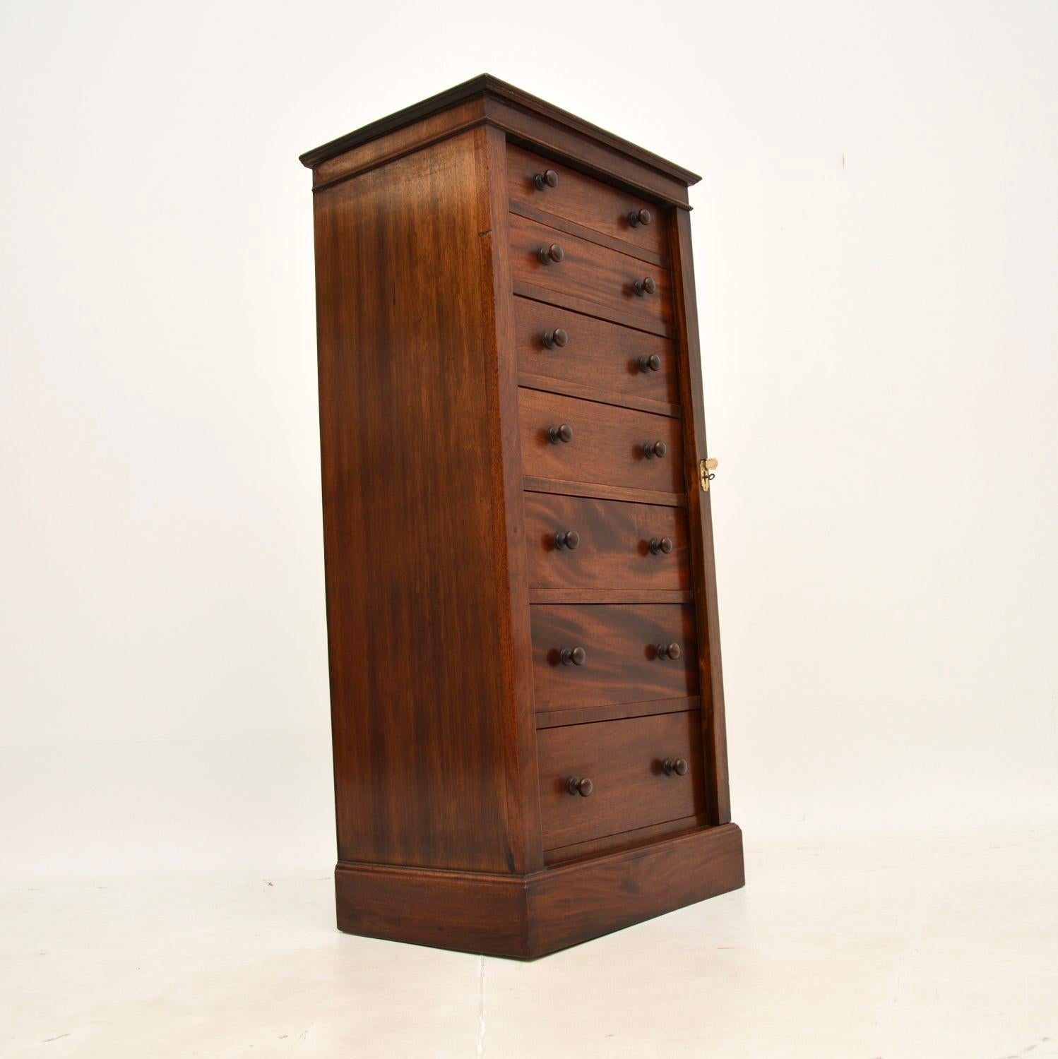 British Antique Victorian Style Wellington Chest of Drawers For Sale