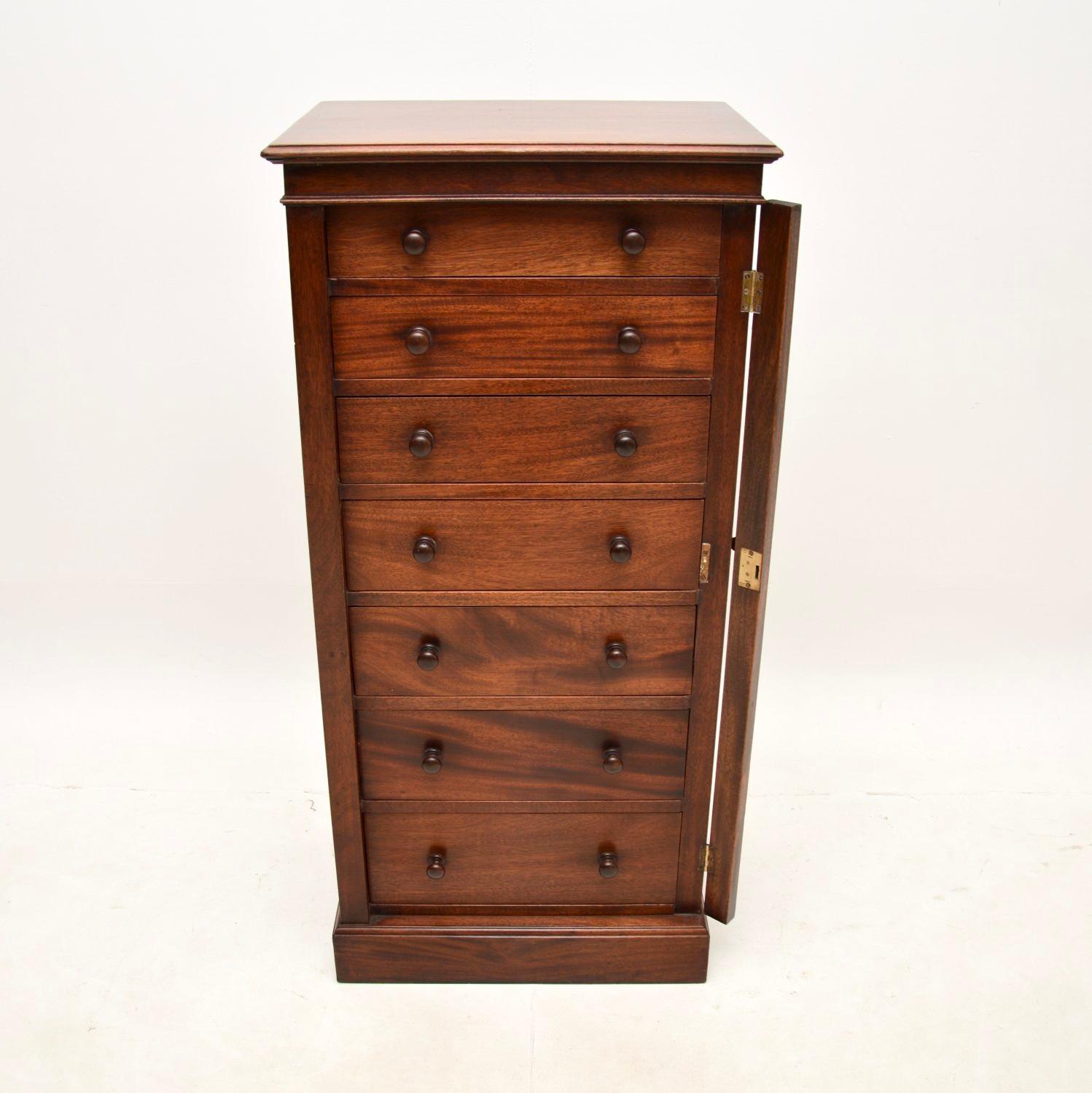 Mid-20th Century Antique Victorian Style Wellington Chest of Drawers For Sale