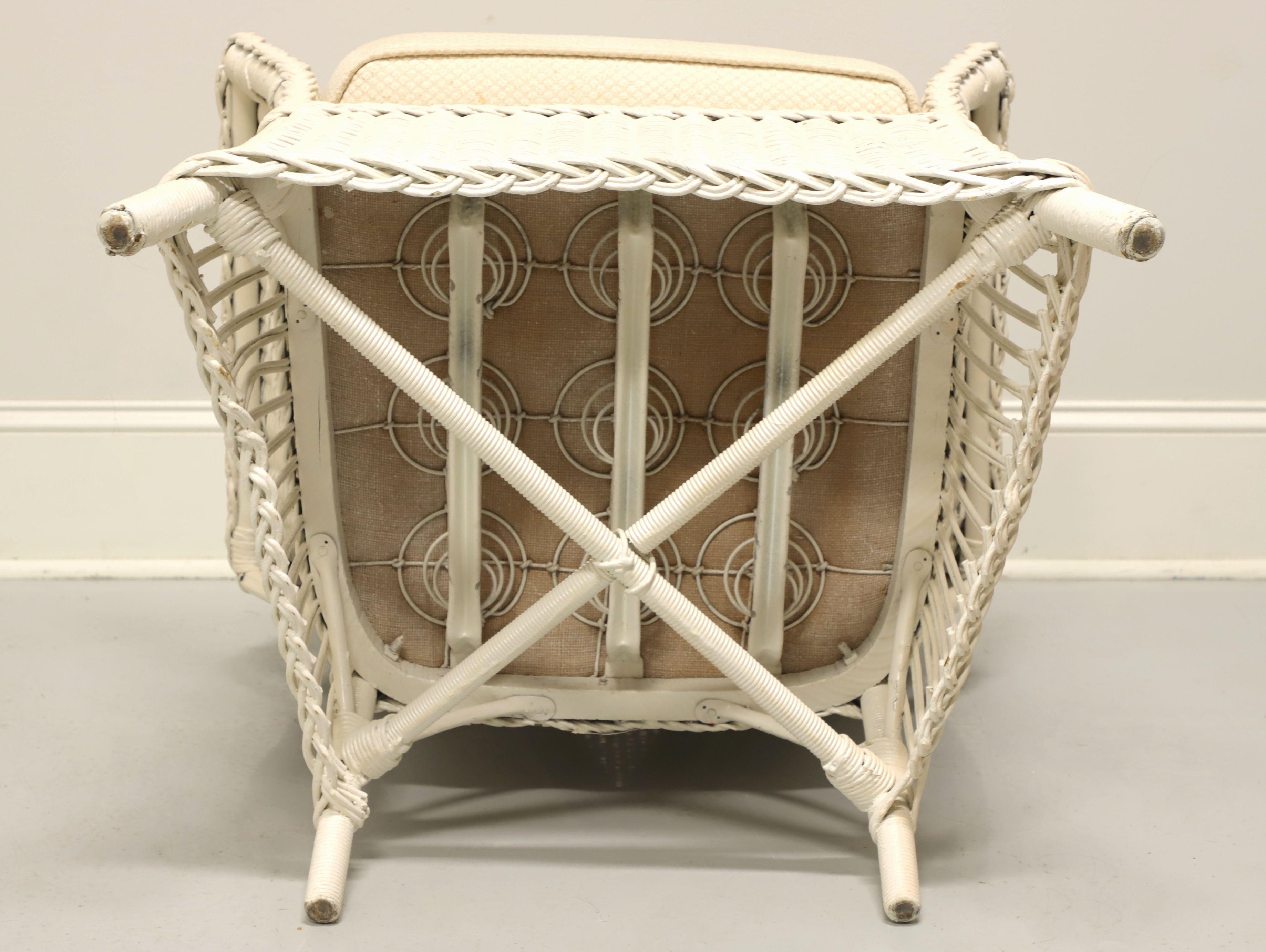 Antique Victorian White Painted Wicker Chair and Rocker - Pair 4