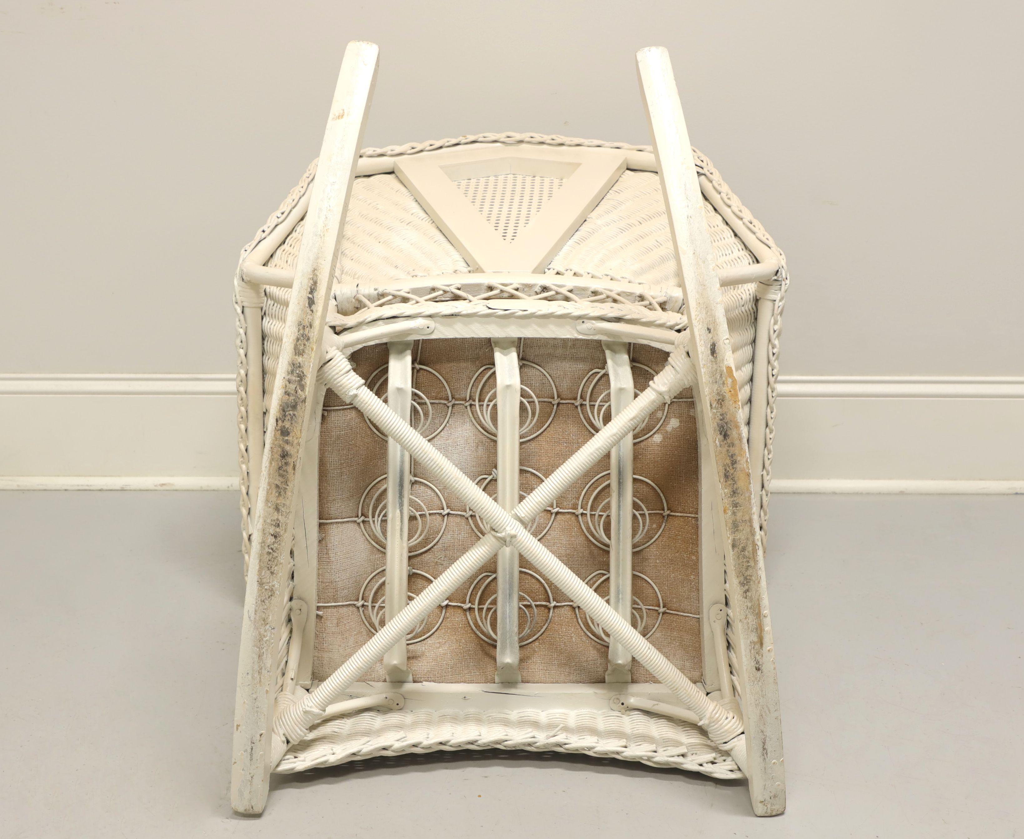 Antique Victorian White Painted Wicker Chair and Rocker - Pair 1