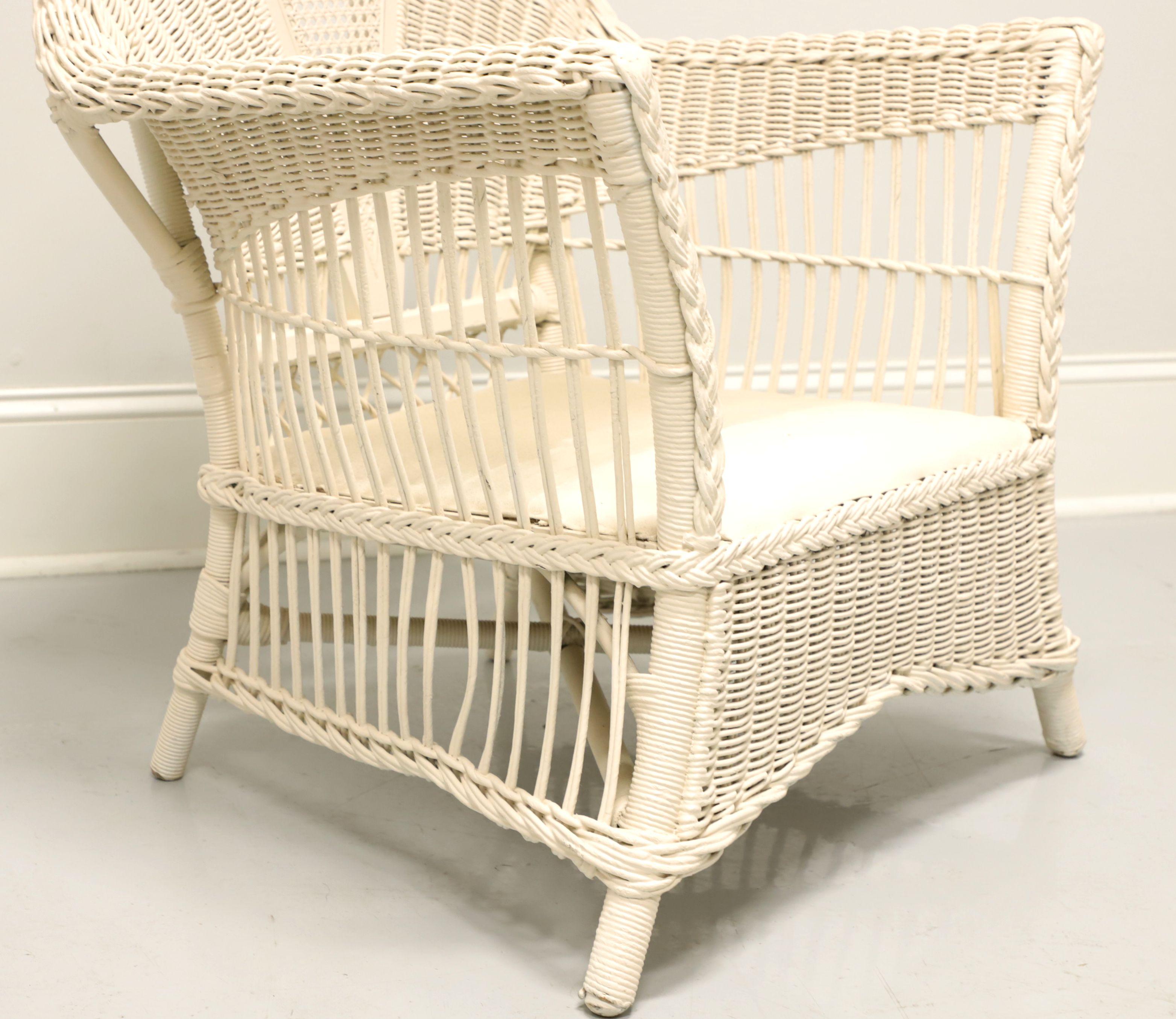 Antique Victorian White Painted Wicker Chair and Rocker - Pair 3