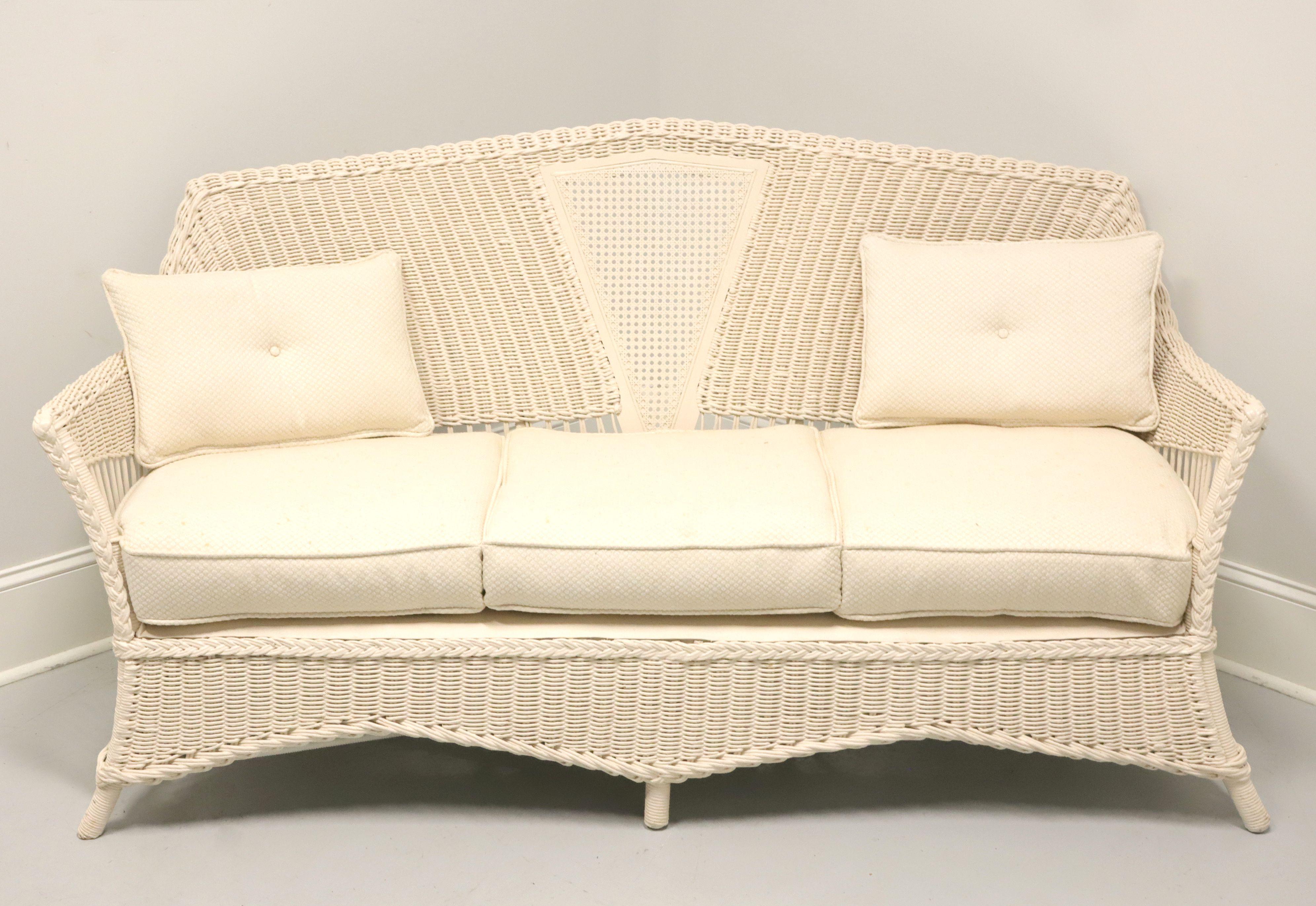 Antique Victorian White Painted Wicker Sofa 4