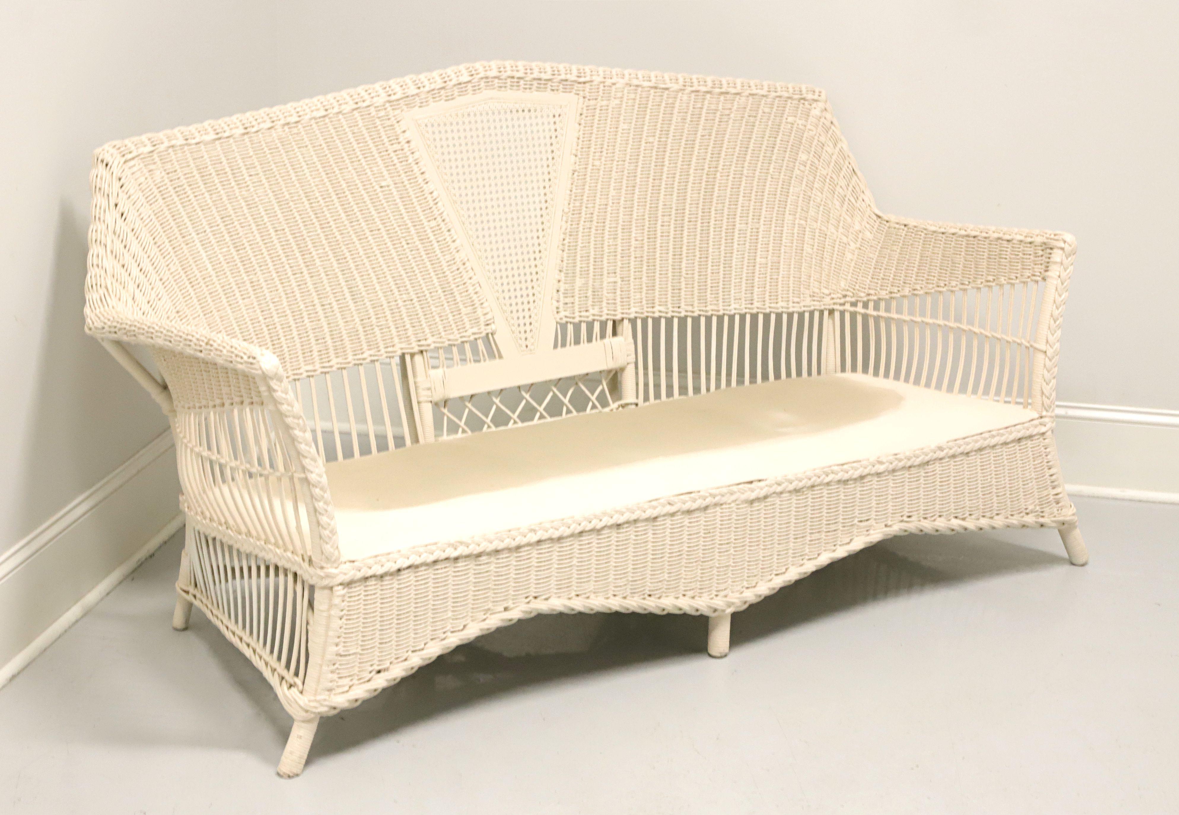 Antique Victorian White Painted Wicker Sofa 5