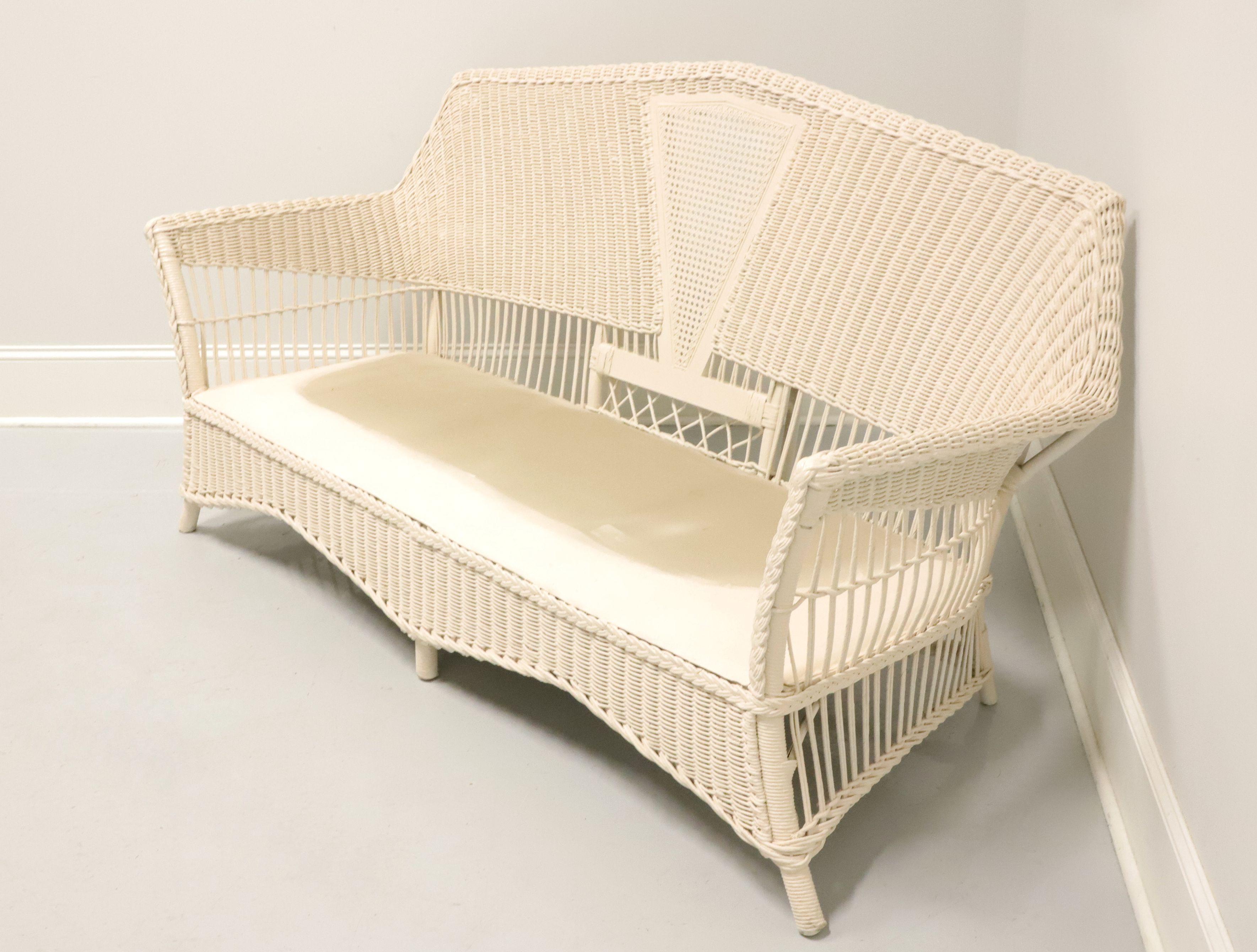 American Antique Victorian White Painted Wicker Sofa