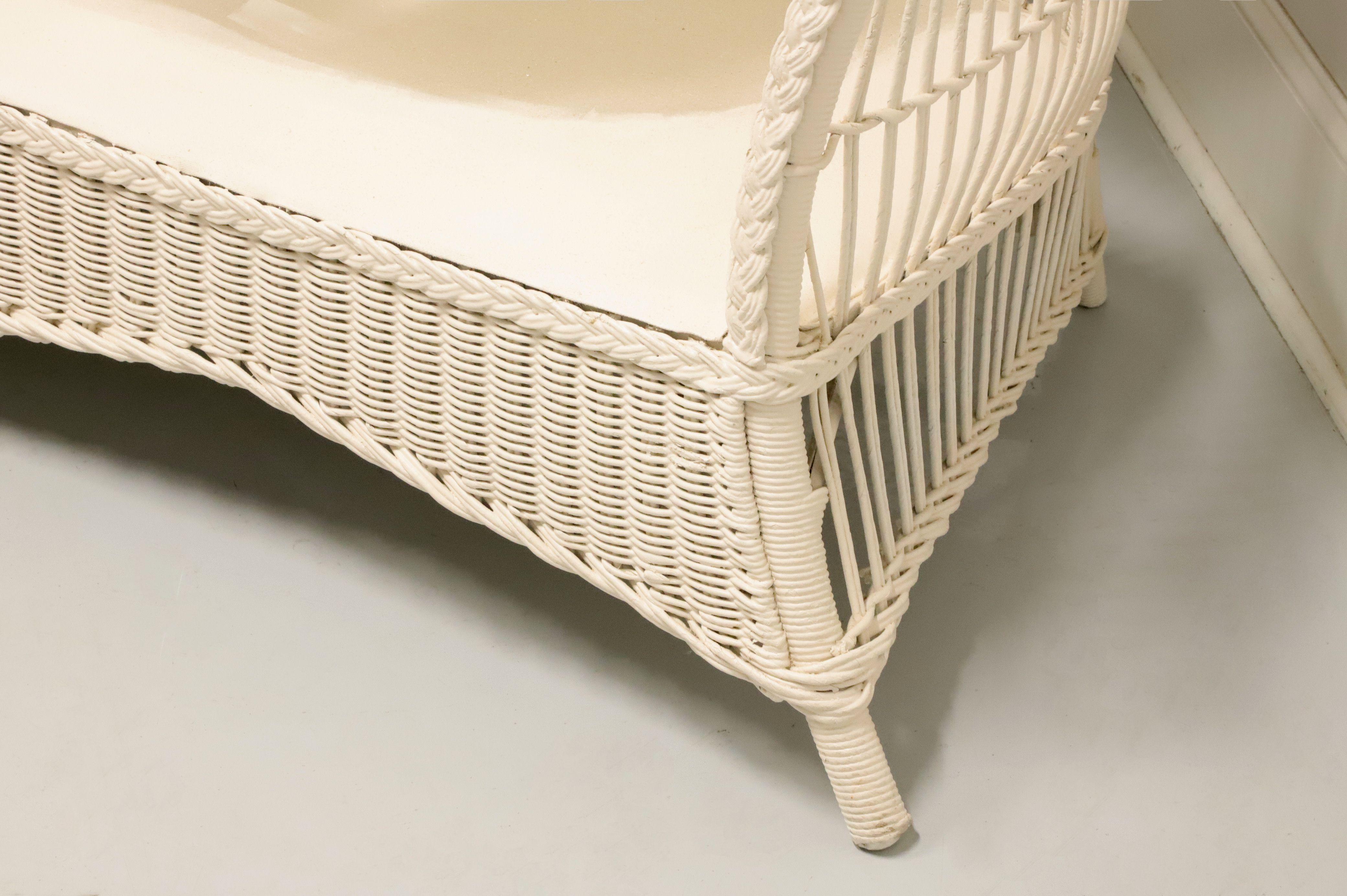Antique Victorian White Painted Wicker Sofa 2