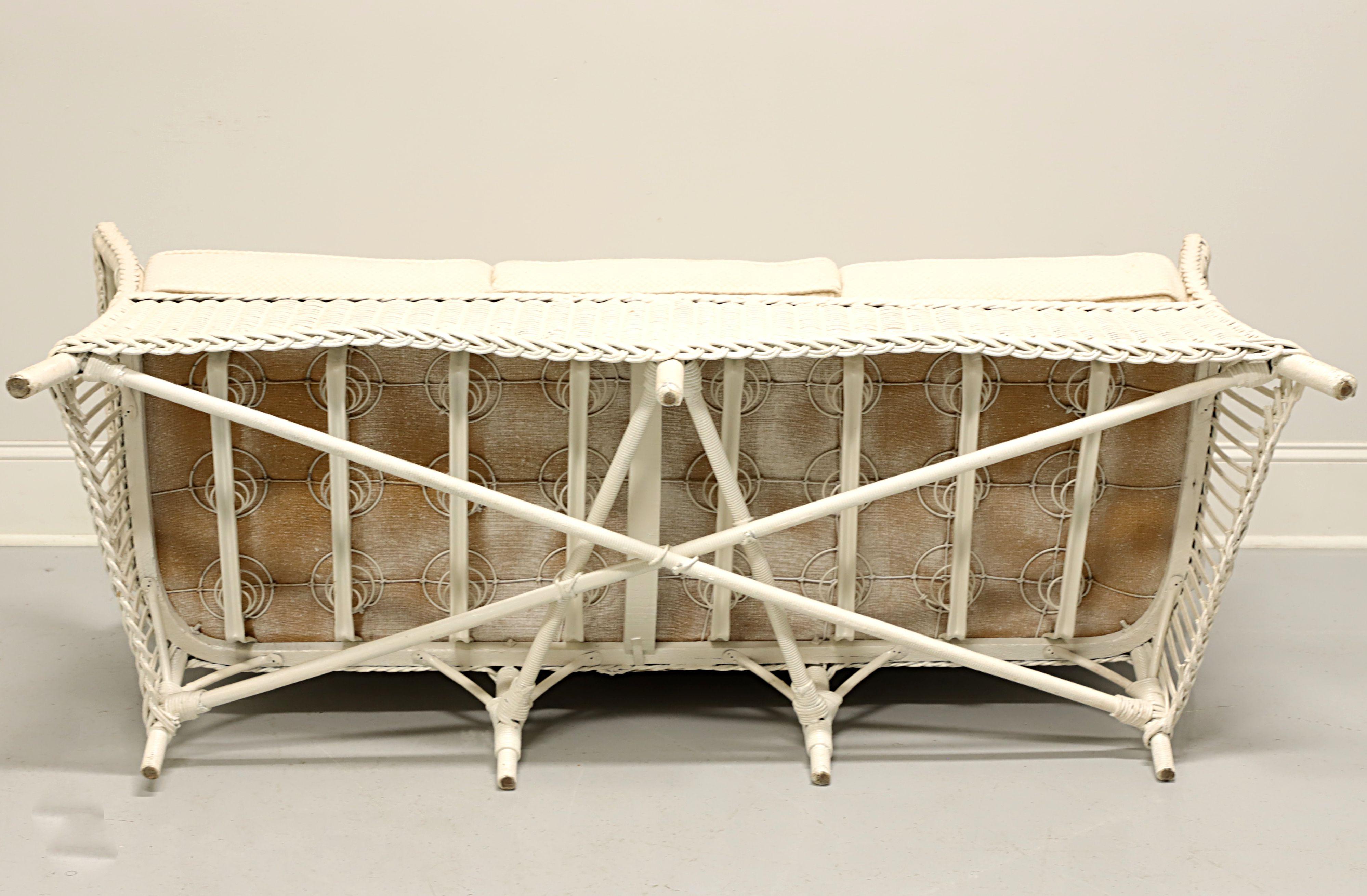 Antique Victorian White Painted Wicker Sofa 3