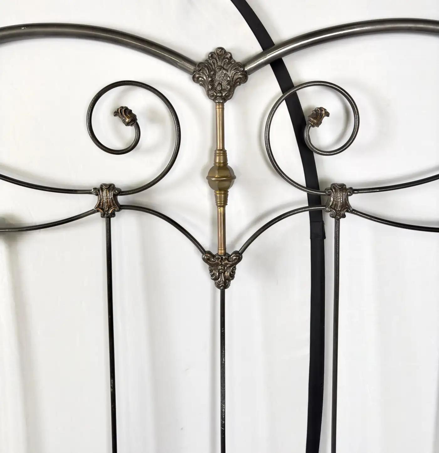 Antique Victorian Style Wrought Iron & Brass King Size Bed Frame 1
