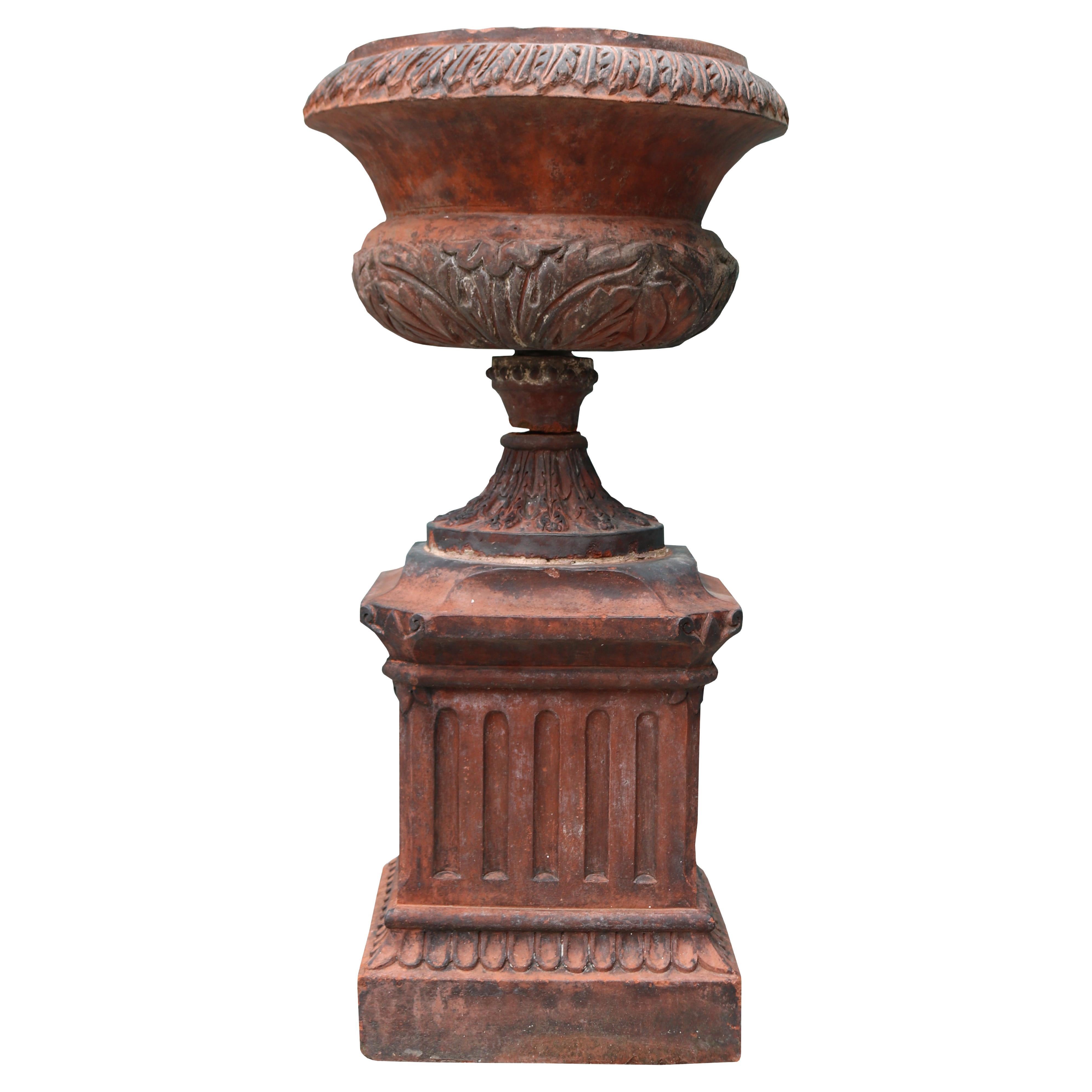Antique Victorian Styled Terracotta Urn For Sale