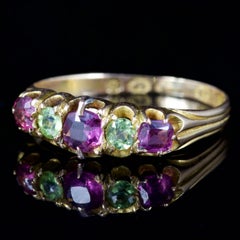 Antique Victorian Suffragette Amethyst Peridot Ring 15 Carat Gold, circa 1900