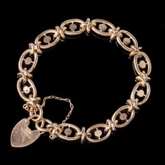 Antique Victorian Suffragette Bracelet 9 Carat Gold Heart Padlock Dated 1903