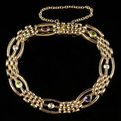 Antikes viktorianisches Suffragette-Armband, um 1900, 15 Karat Gold