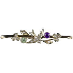 Antique Victorian Suffragette Brooch 9 Carat Gold Swallow, circa 1900