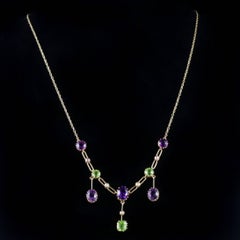 Antike viktorianische Suffragette-Gliederhalskette, 15 Karat, um 1900