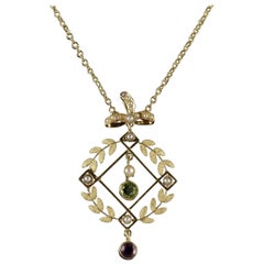 Antique Victorian Suffragette Necklace 15 Carat Gold Pendant, circa 1900