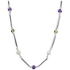 Antique Victorian Suffragette Necklace 18 Carat White Gold, circa 1900 Antique Victorian Suffragette Necklace 18 Carat White Gold, circa 1900