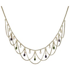 Antique Victorian Suffragette Necklace, circa 1900 15 Carat Gold