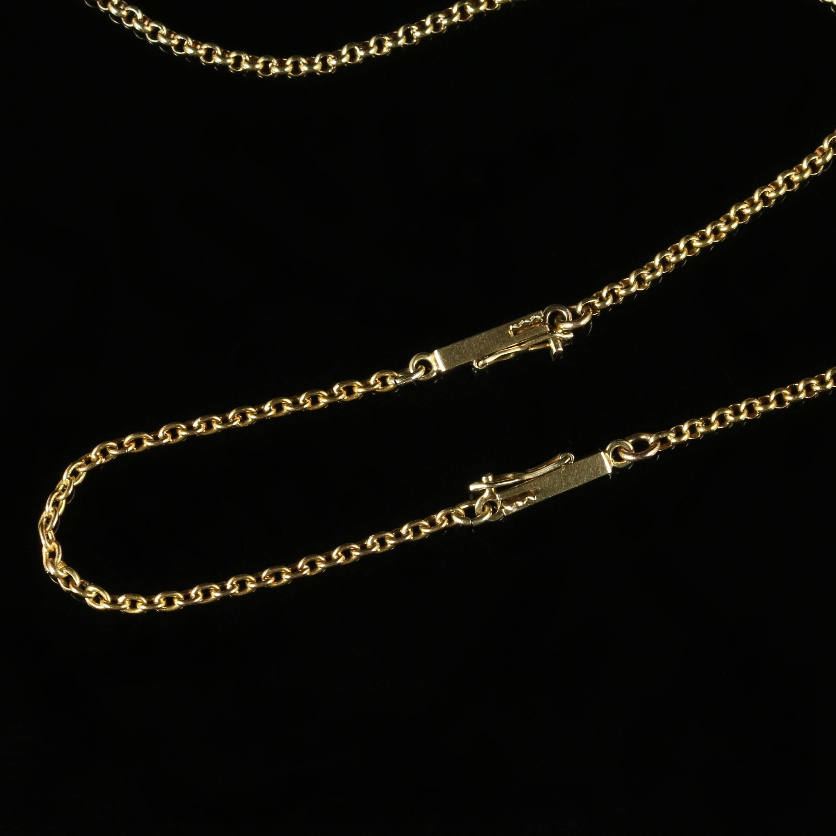 Women's or Men's Antique Victorian Suffragette Necklace, circa 1900 15 Carat Gold For Sale