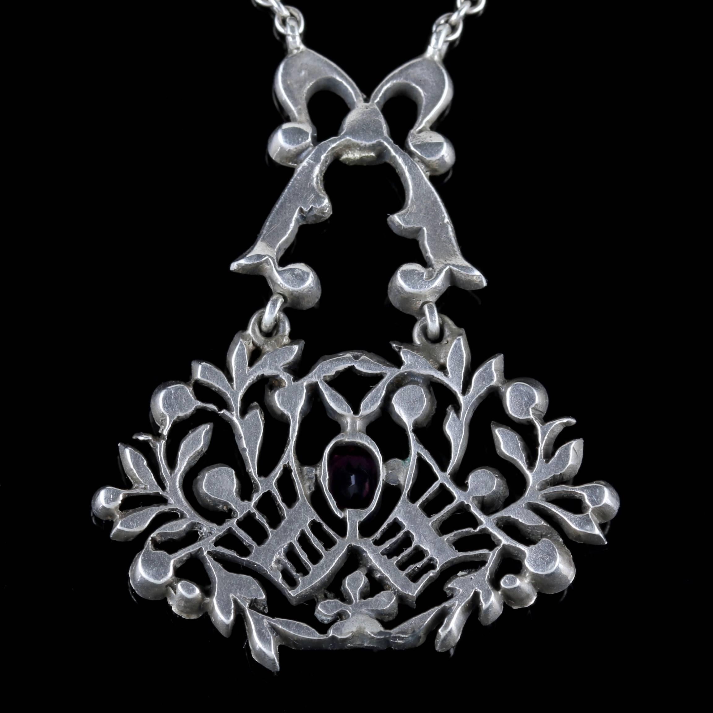 Women's Antique Victorian Suffragette Necklace Silver Paste, circa 1900 For Sale