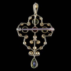 Antique Victorian Suffragette Pendant 15 Carat Gold Brooch, circa 1900