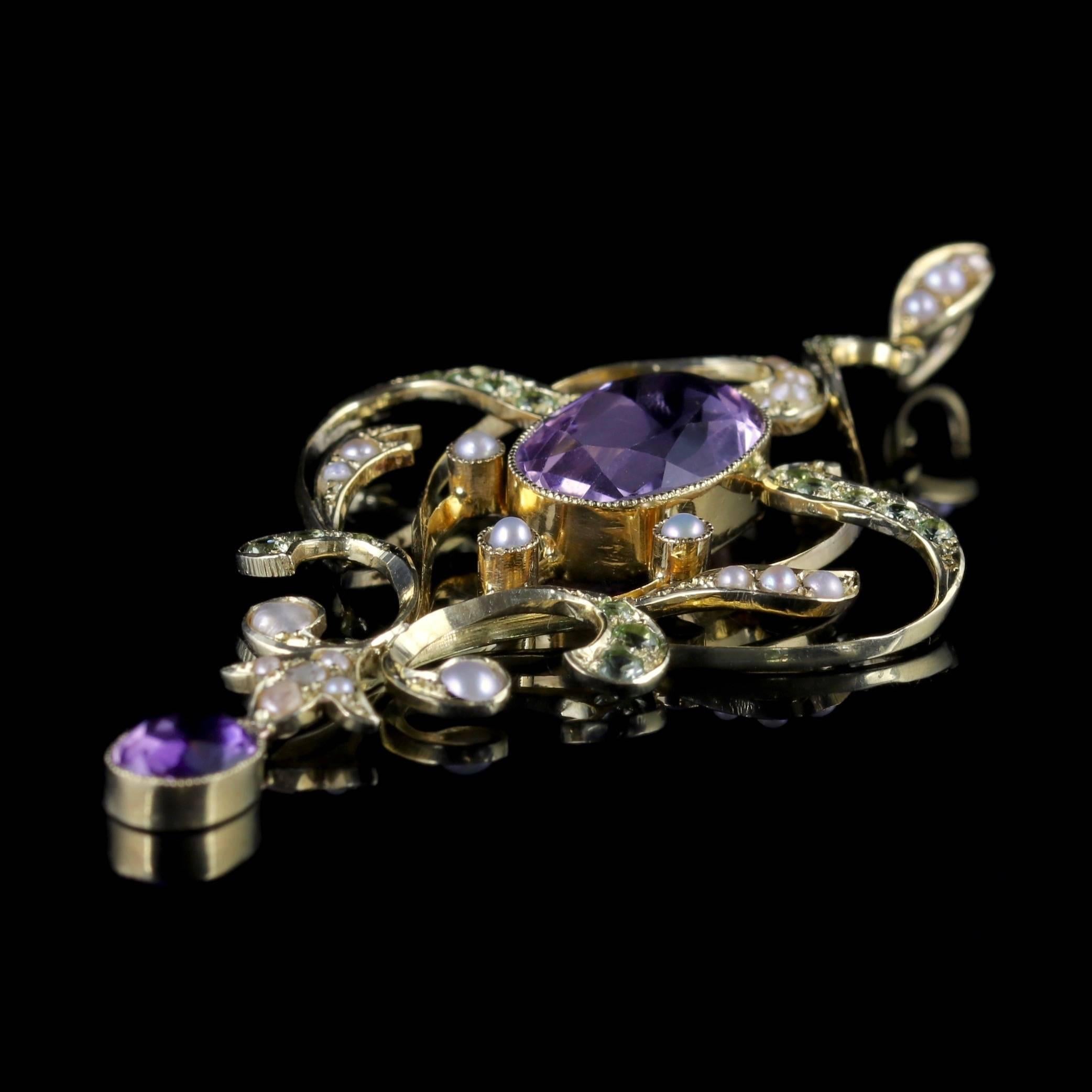 Women's or Men's Antique Victorian Suffragette Pendant 15 Carat Gold Amethyst, circa 1900