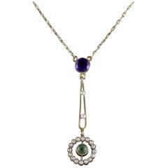 Antique Victorian Suffragette Pendant Necklace 15 Carat Gold, circa 1900 Antique Victorian Suffragette Pendant Necklace 15 Carat Gold, circa 1900