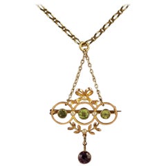 Antique Victorian Suffragette Pendant Necklace 9 Carat Gold, circa 1900