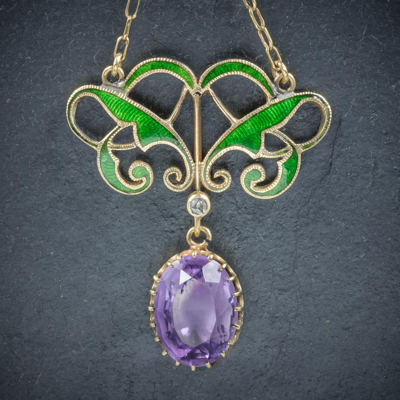 Antique Victorian Suffragette Pendant Necklace Amethyst, circa 1900 In Excellent Condition In Lancaster , GB