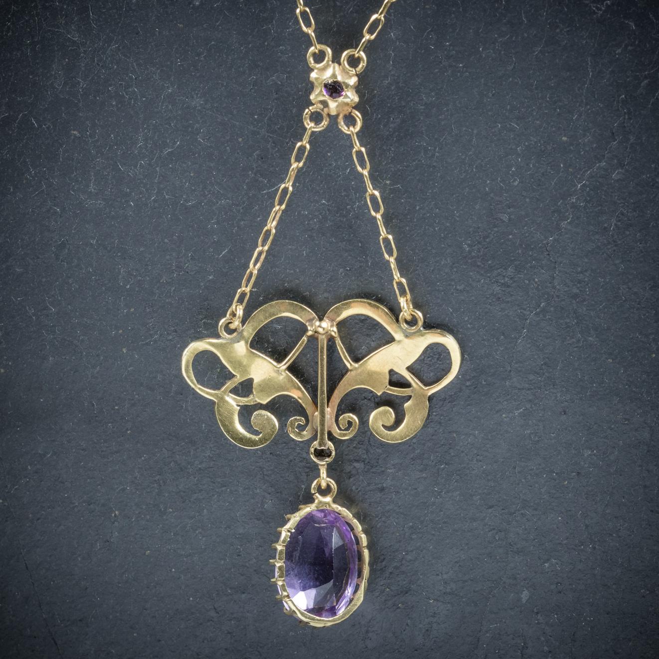 Women's Antique Victorian Suffragette Pendant Necklace Amethyst, circa 1900