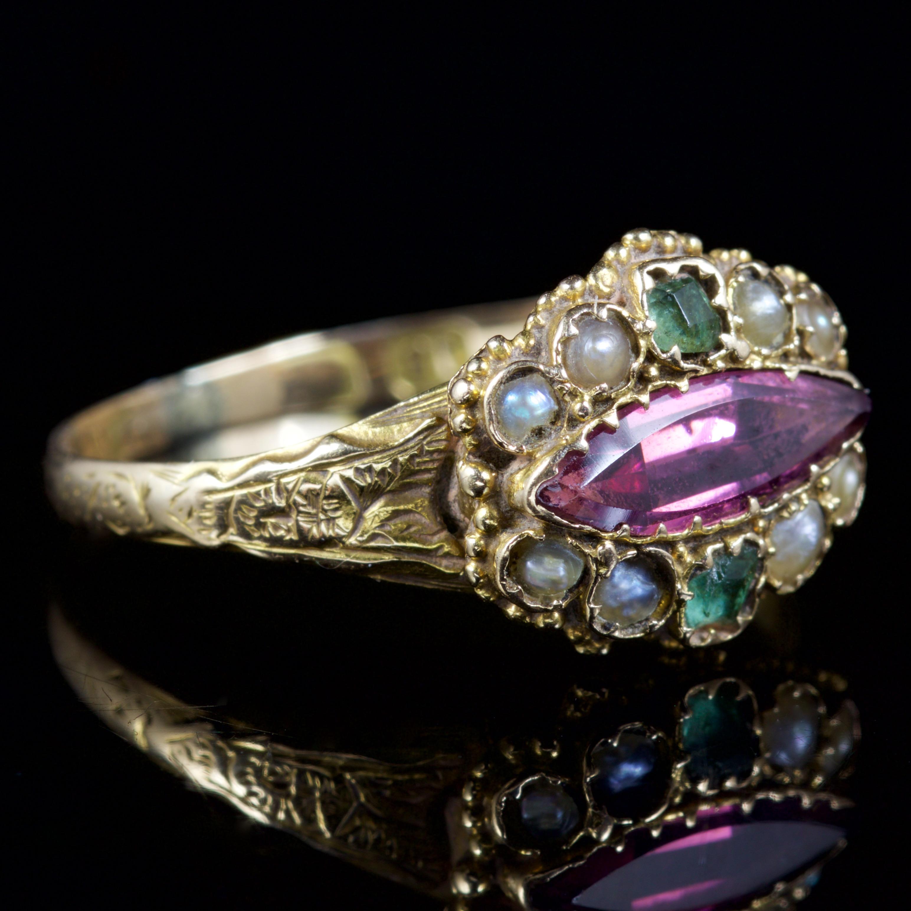 Women's Antique Victorian Suffragette Ring 15 Carat Gold, circa 1900