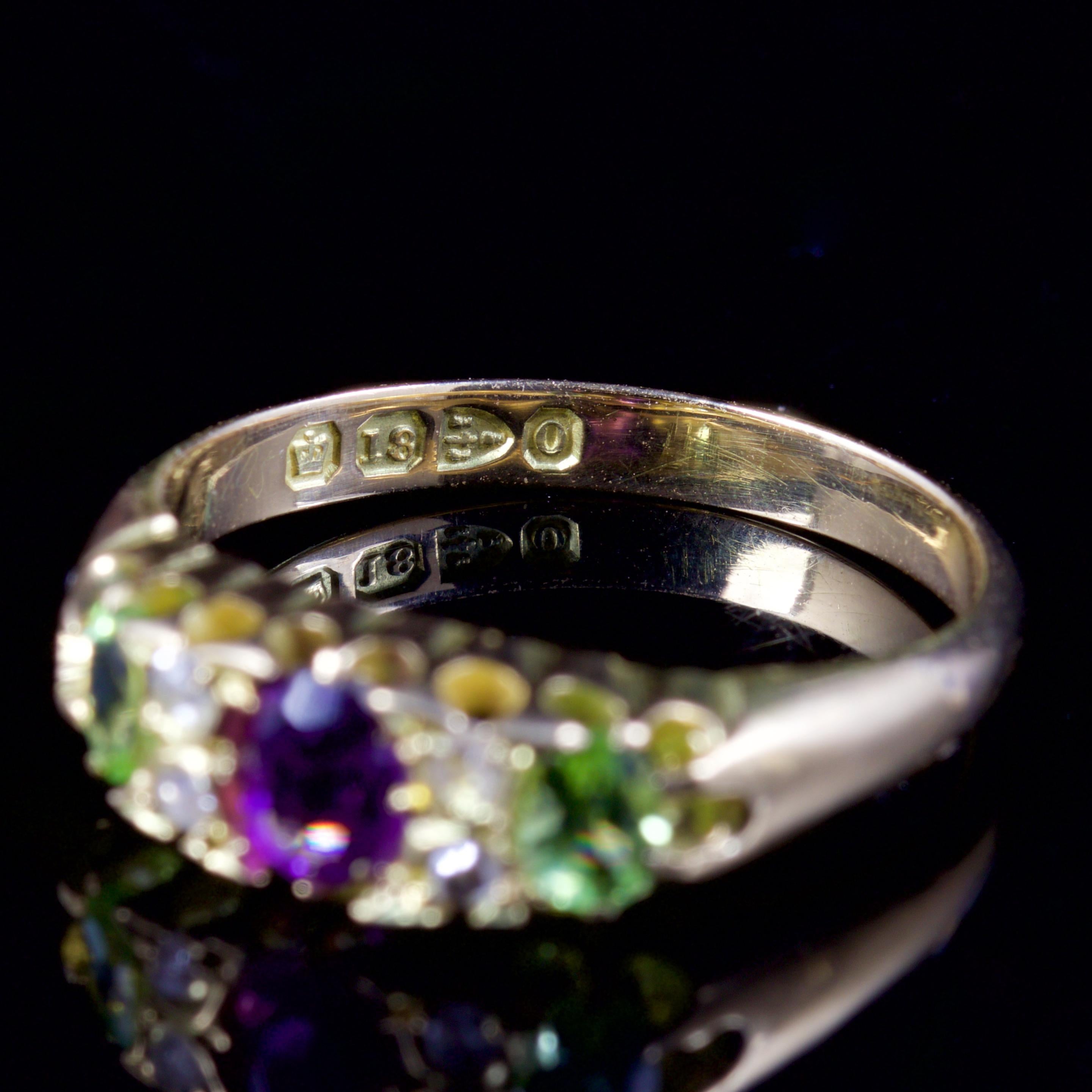 Women's Antique Victorian Suffragette Ring 18 Carat Dated Chester 1897