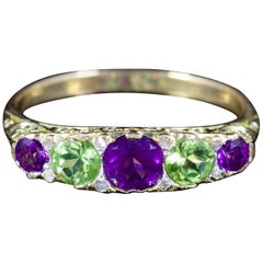 Antique Victorian Suffragette Ring Amethyst Peridot Diamond 18 Carat, circa 1900