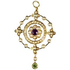 Antique Victorian Suffragette Round 9 Carat Pendant, circa 1900