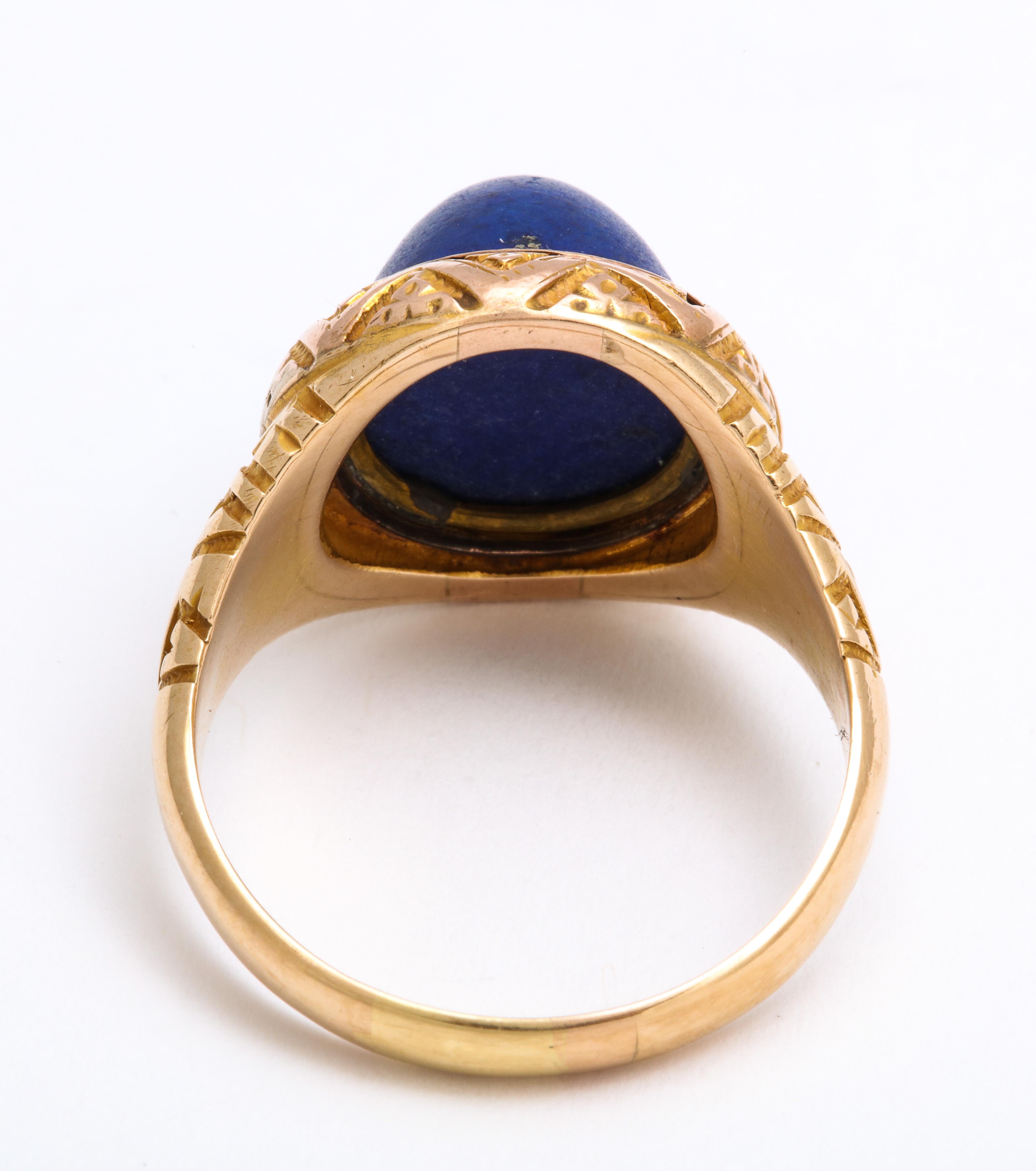 Sugarloaf Cabochon Antique Victorian Sugarloaf Lapis Lazuli Ring For Sale