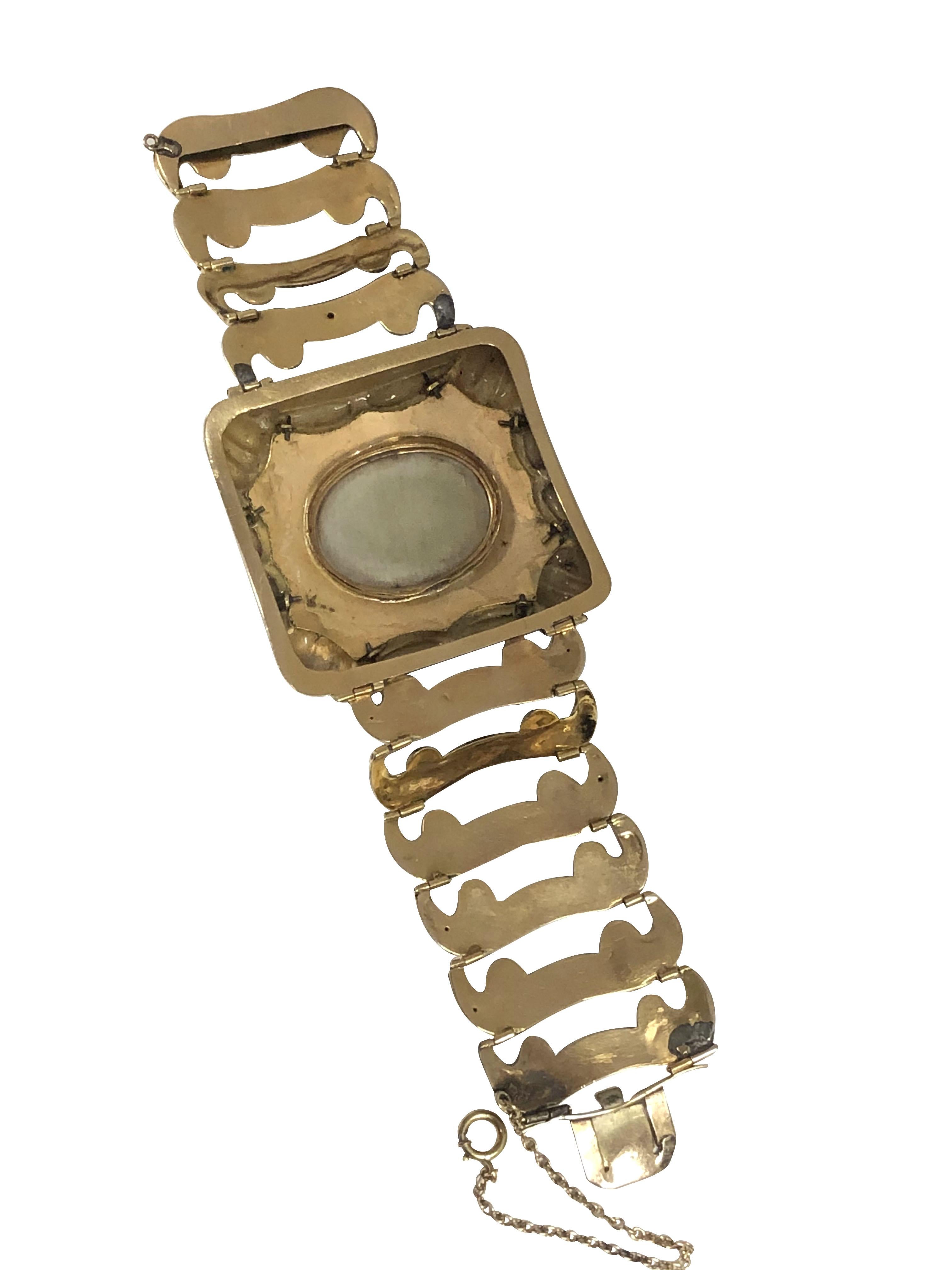 Women's Antique Victorian Swiss Enamel Gold Bracelet