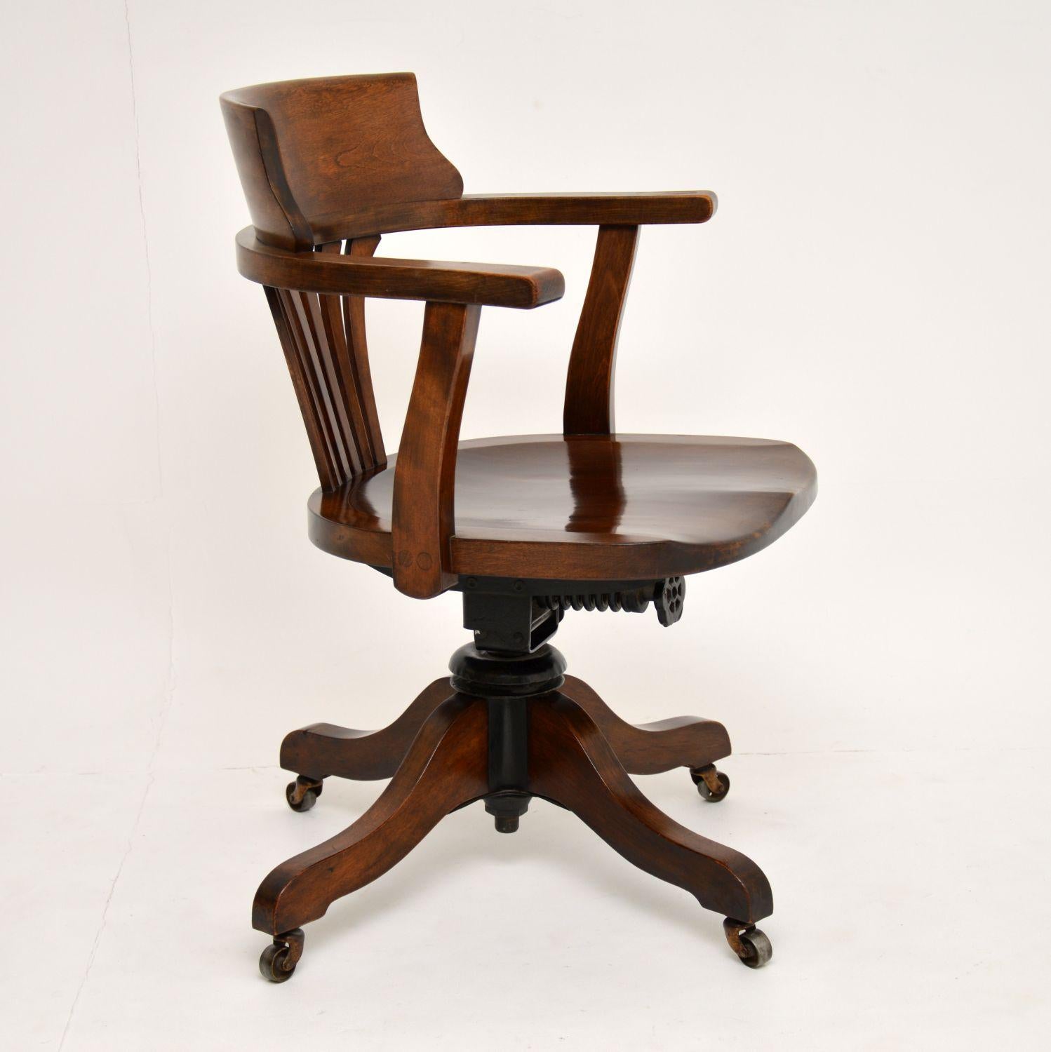 Beech Antique Victorian Swivel Desk Chair