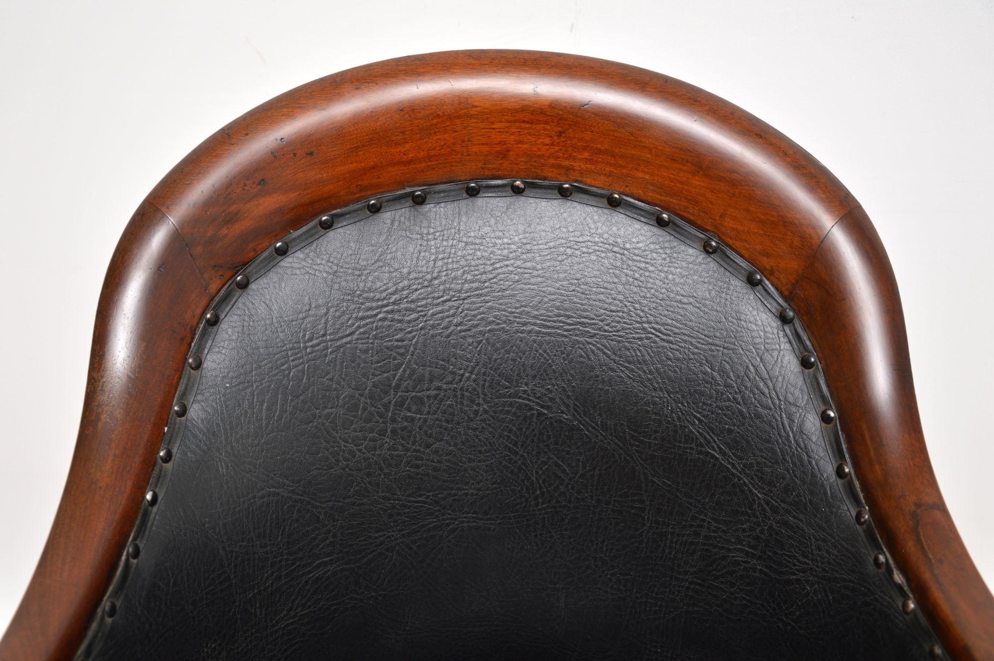 Faux Leather Antique Victorian Swivel Desk Chair