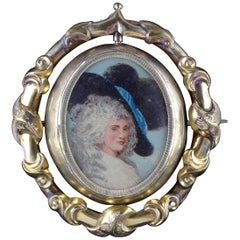 Antique Victorian Swivel Portrait Brooch, circa 1860