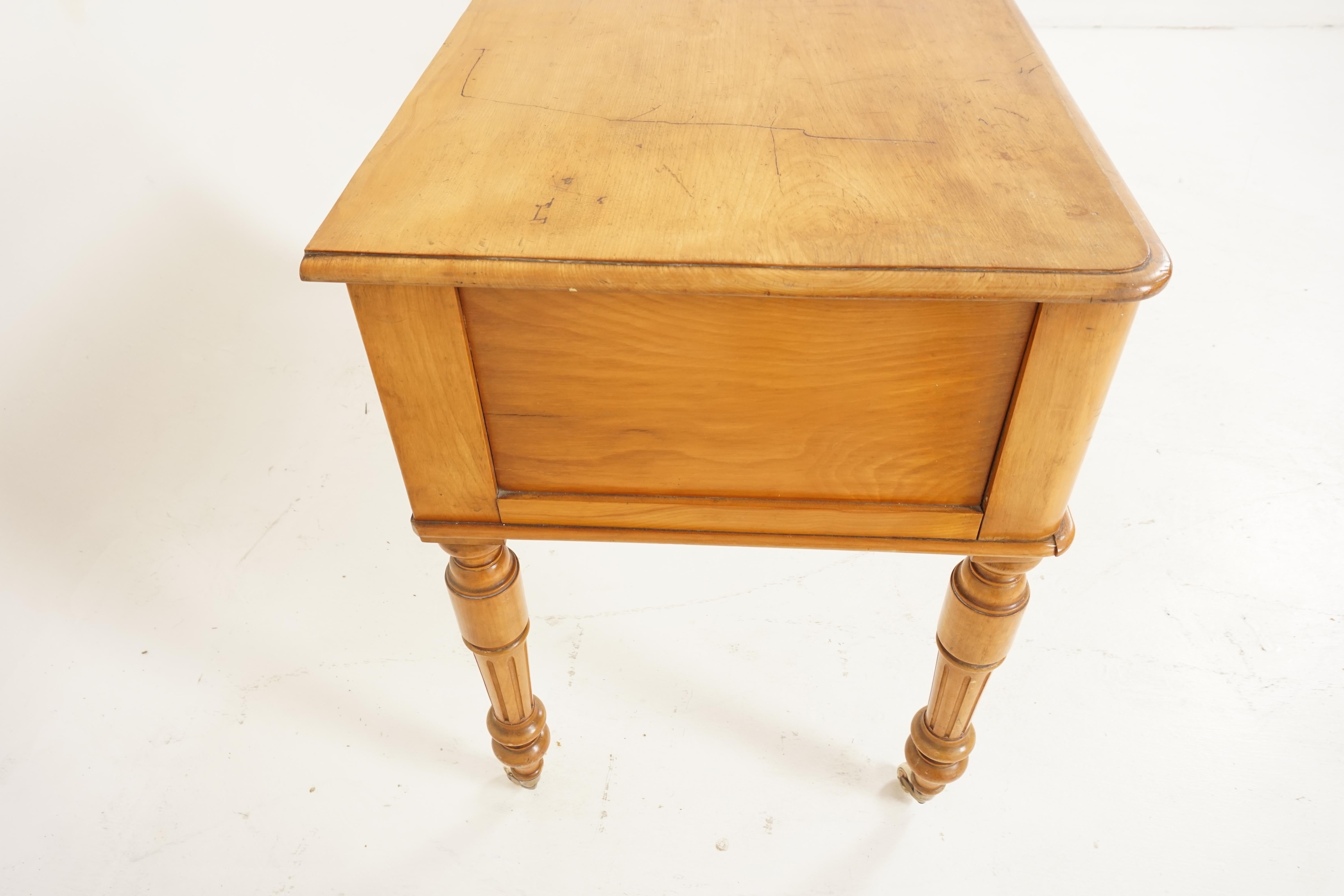 Antique Victorian Table, Satin Birch, Writing Desk, Scotland 1880s, H206 4