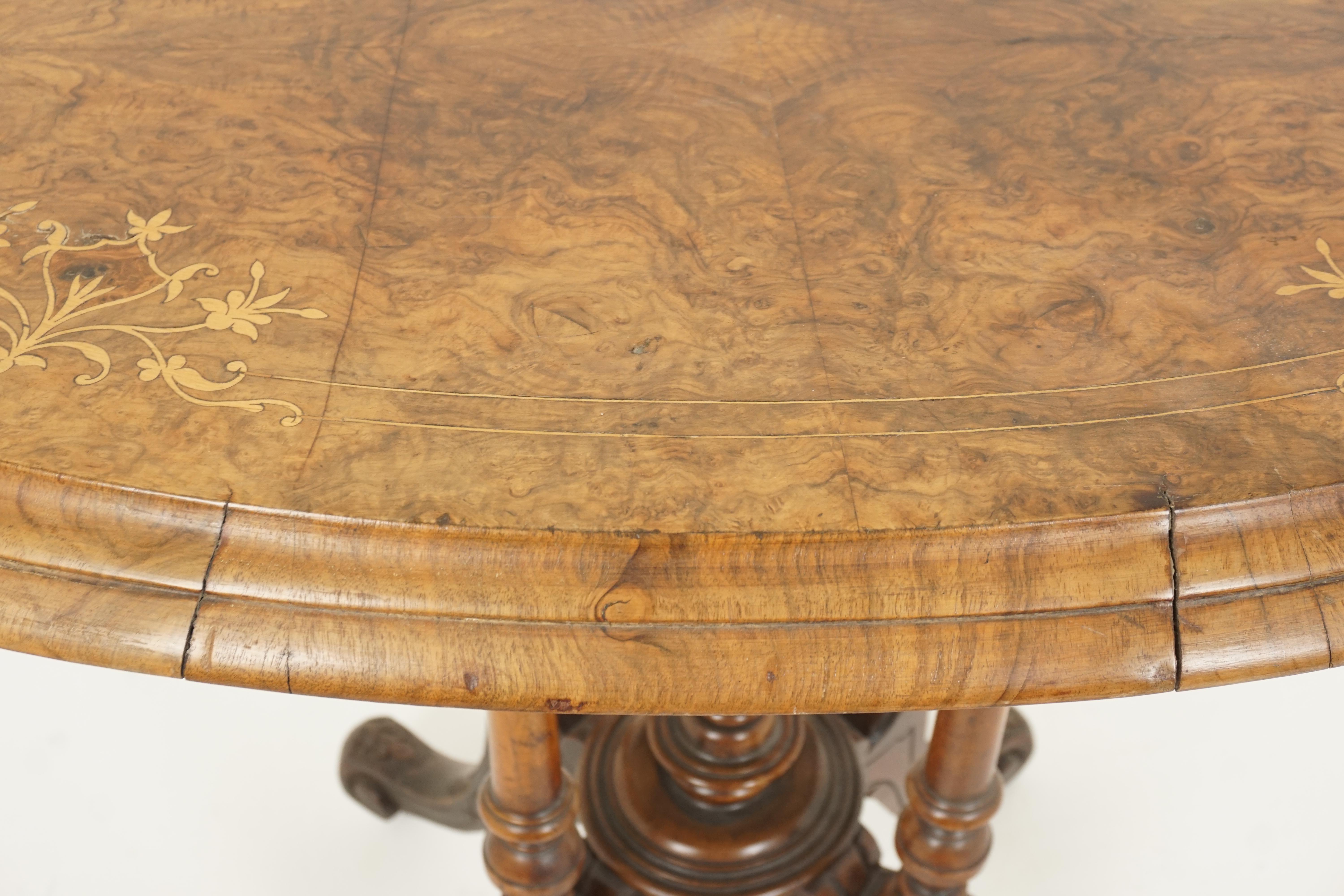 Hand-Crafted Antique Victorian Table, Walnut Oval Center Table, Scotland, 1870, H580