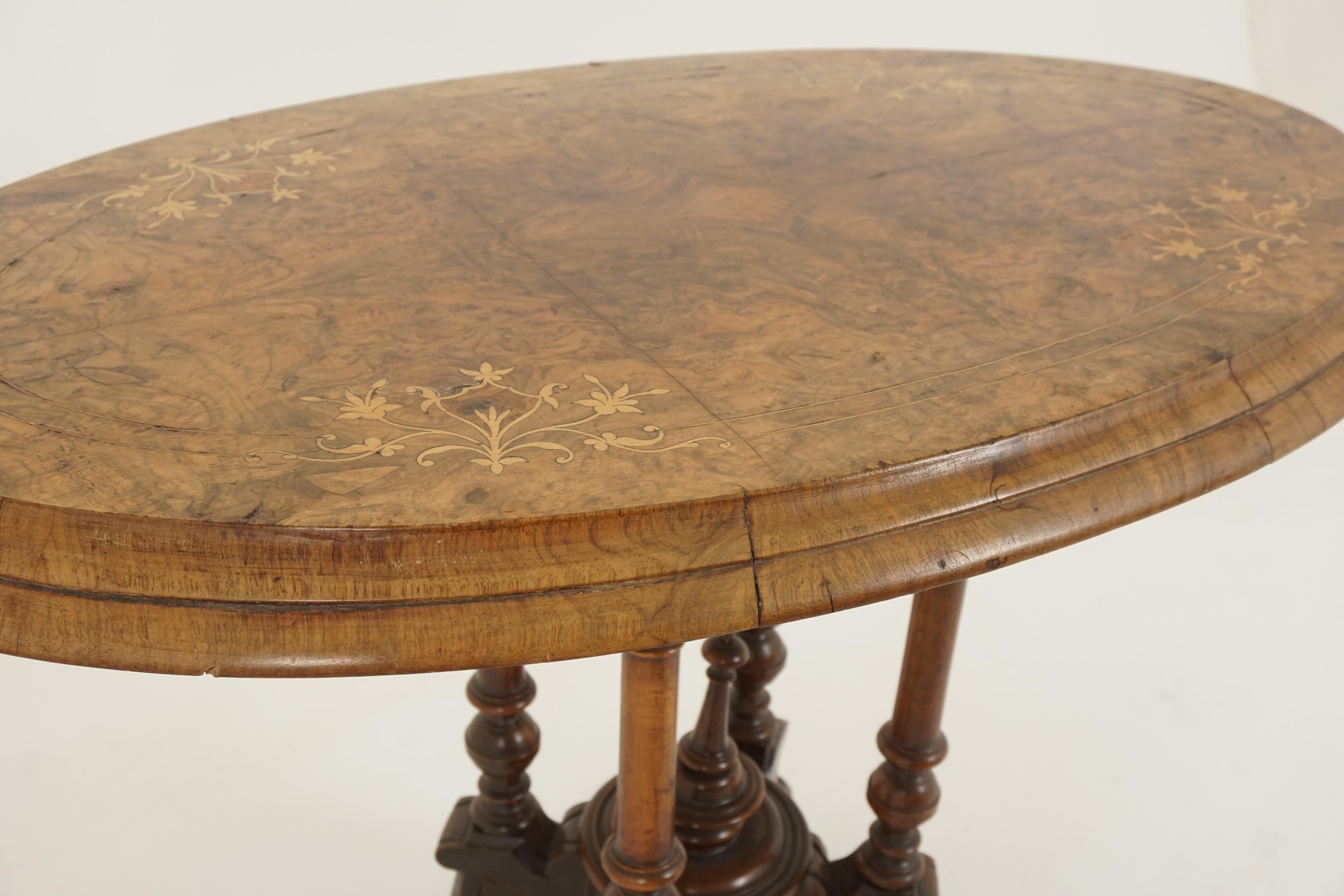Antique Victorian Table, Walnut Oval Center Table, Scotland, 1870, H580 In Good Condition In Vancouver, BC