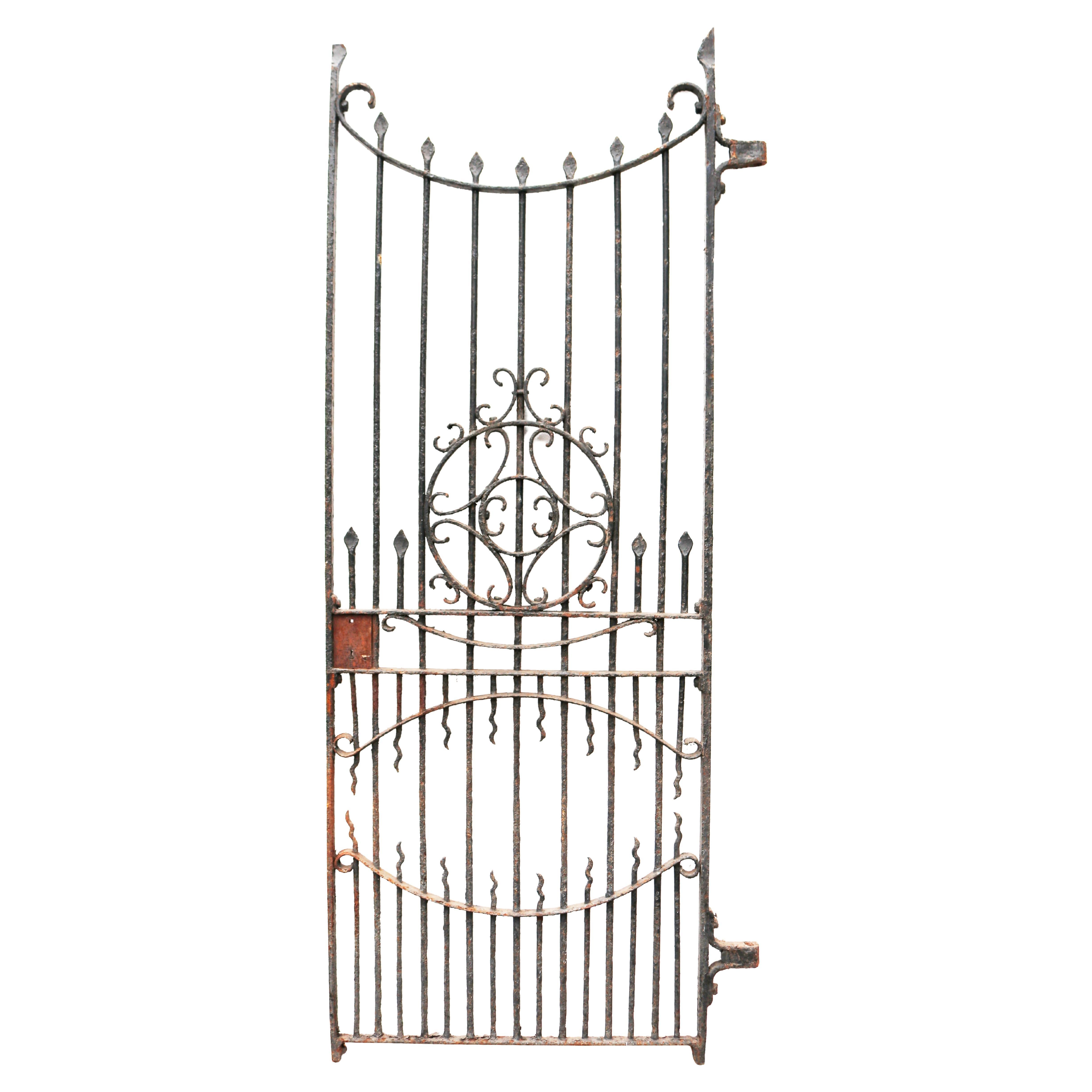 Antique Victorian Tall Wrought Iron Gate For Sale