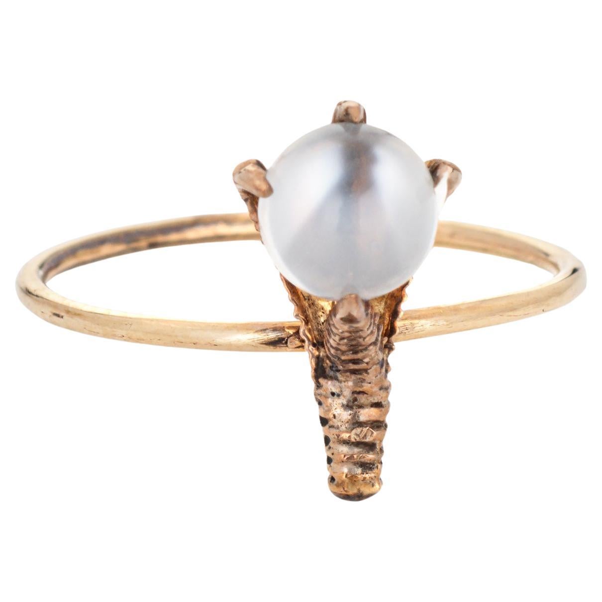 Antique Victorian Talon Claw Ring Moonstone Conversion 14k Rose Gold Sz 5.5 