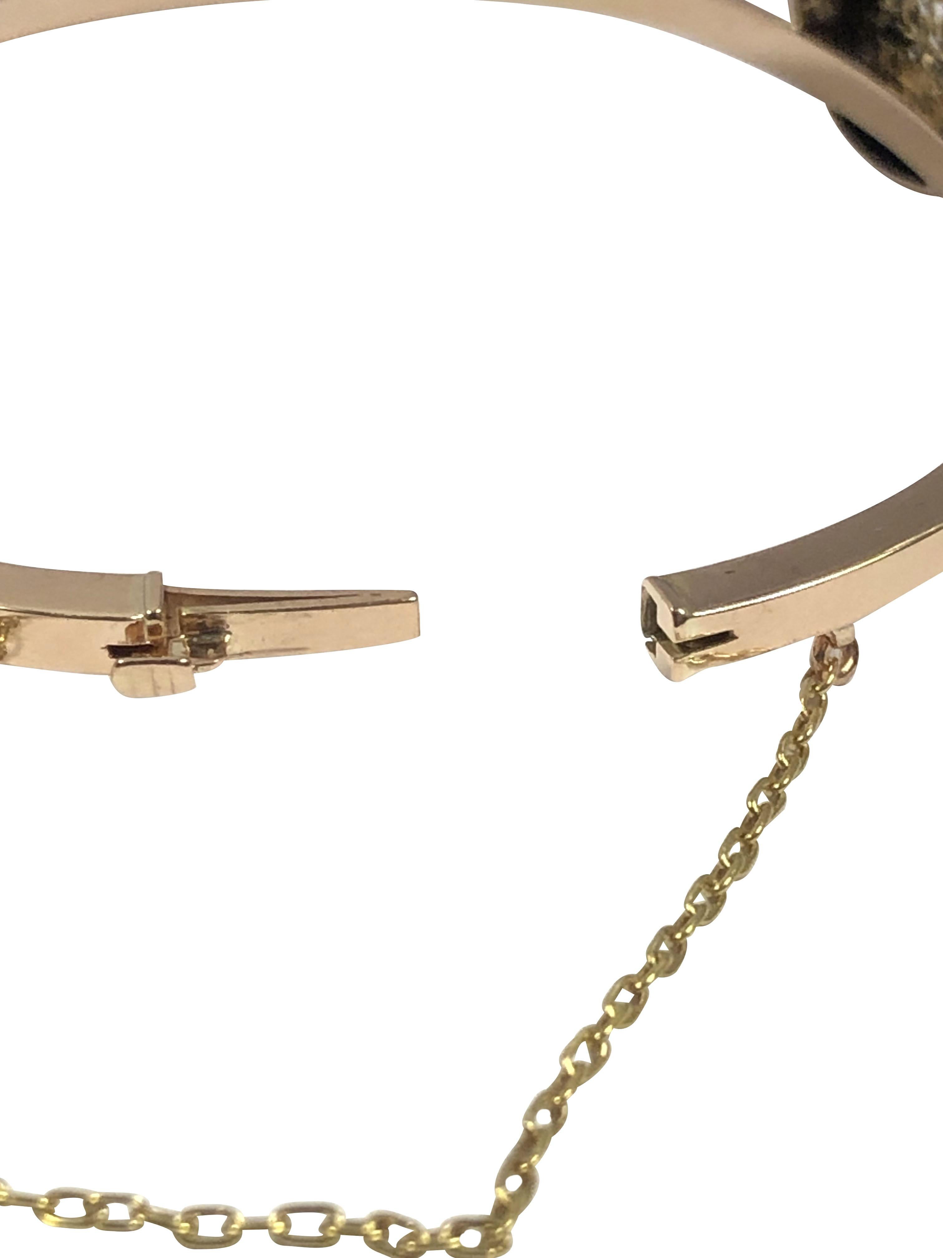 Antique Victorian Tennis Raquet Form Gold and Diamond Bangle Bracelet In Excellent Condition For Sale In Chicago, IL