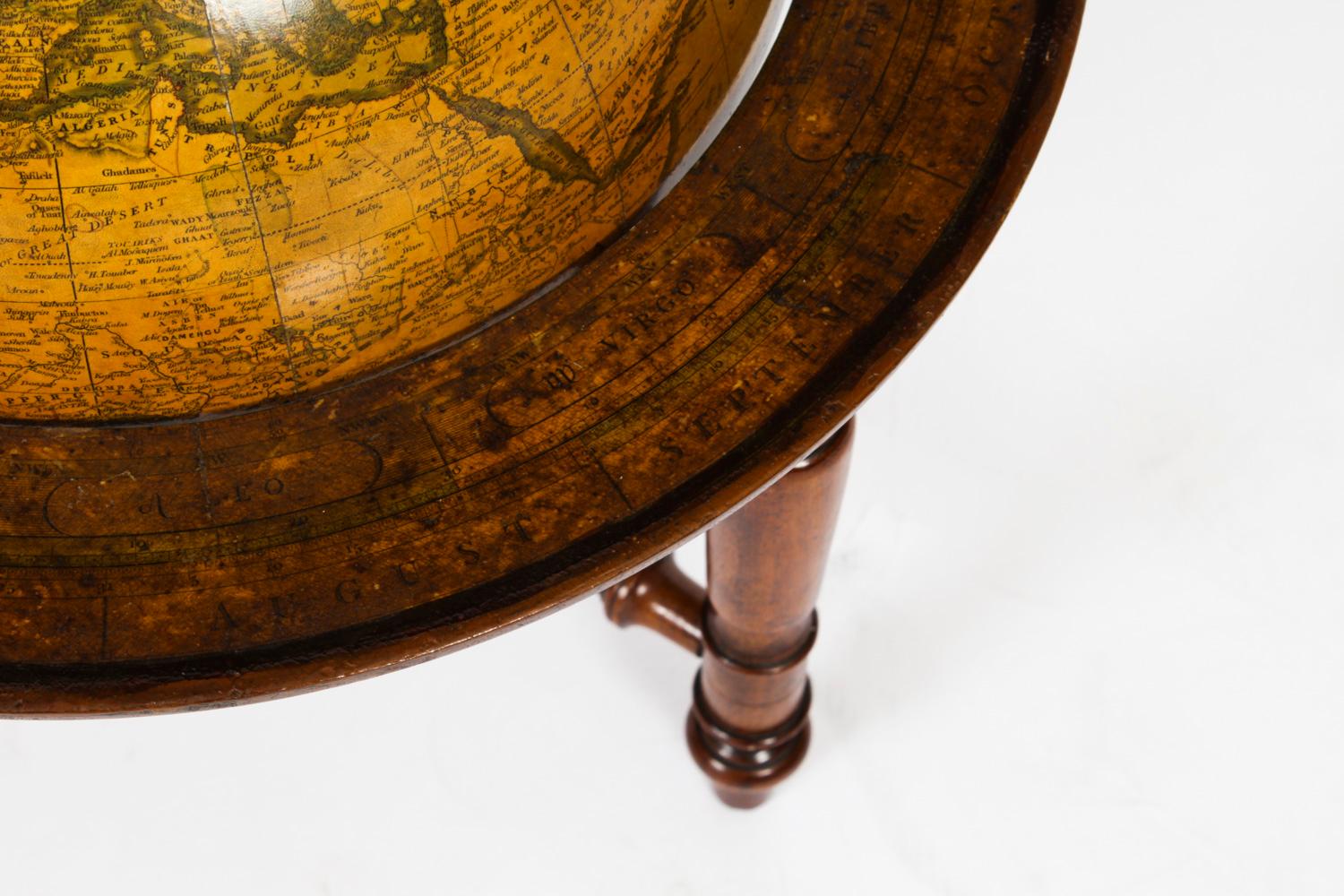 Antique Victorian Terrestrial Library Table Globe by C.F. Cruchley, 19th C 4