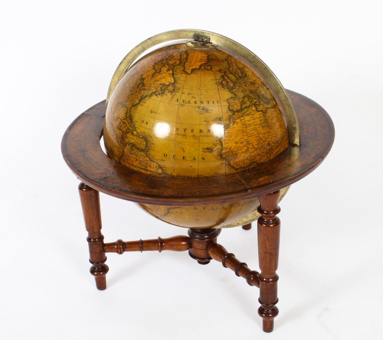 Antique Victorian Terrestrial Library Table Globe by C.F. Cruchley, 19th C 9